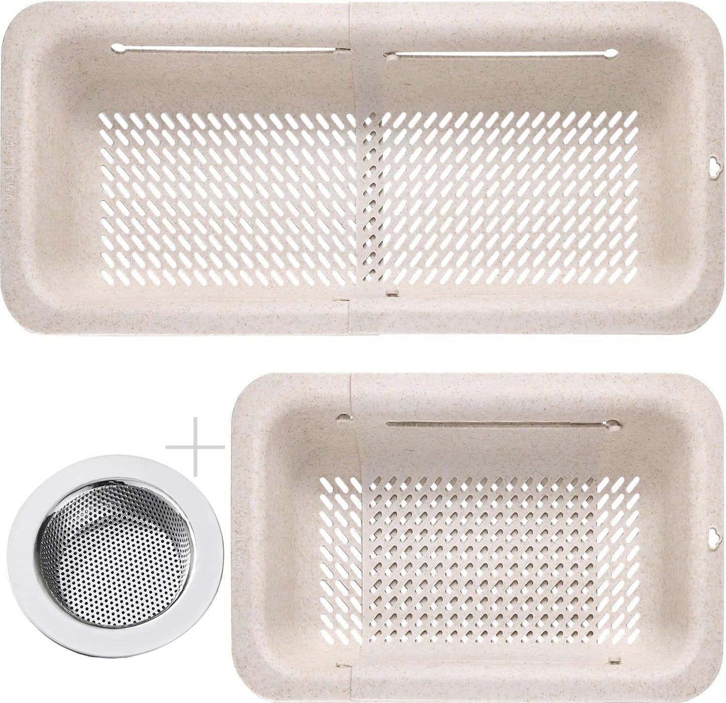 LASSHSWA Collapsible Colander and Strainer for Kitchen, Over the Sink Strainer Basket for Kitchen, Fruit Pasta Food Strainer Expandable Plastic Colander with A Sink Drain Strainer Stainless Steel
