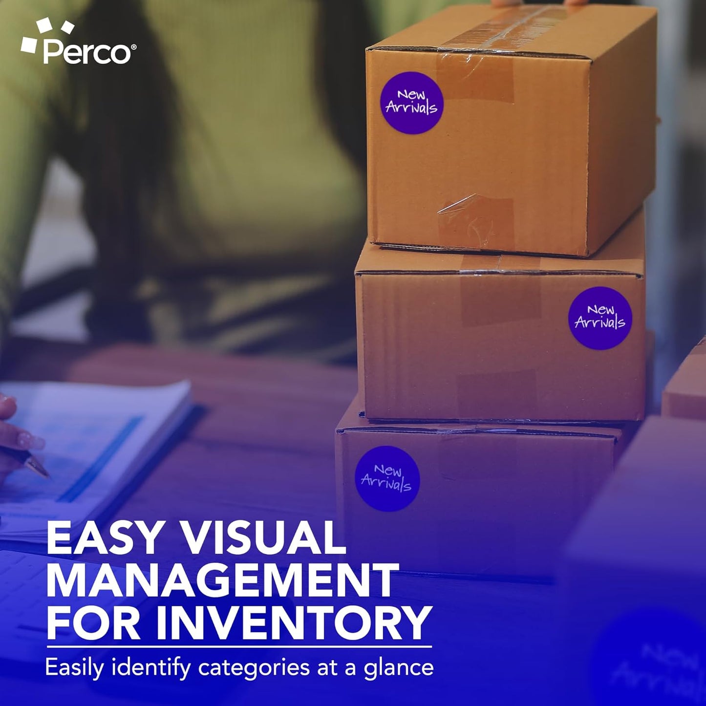 Perco Purple 3-Inch Round Circle Dot Sticker Labels with Easy Peel Perforation - 500 Labels per Roll - Strong Adhesion, Vibrant Colors for Organizing, Crafting & More - Made in USA