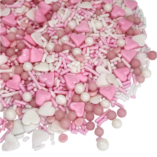 Manvscakes Edible Metallic Sprinkles Mix with Assorted Shapes and Sizes for Parties, Cookies, Ice Cream, Cake and Cupcake Decorating, 4 oz(Rose Gold and Pink)