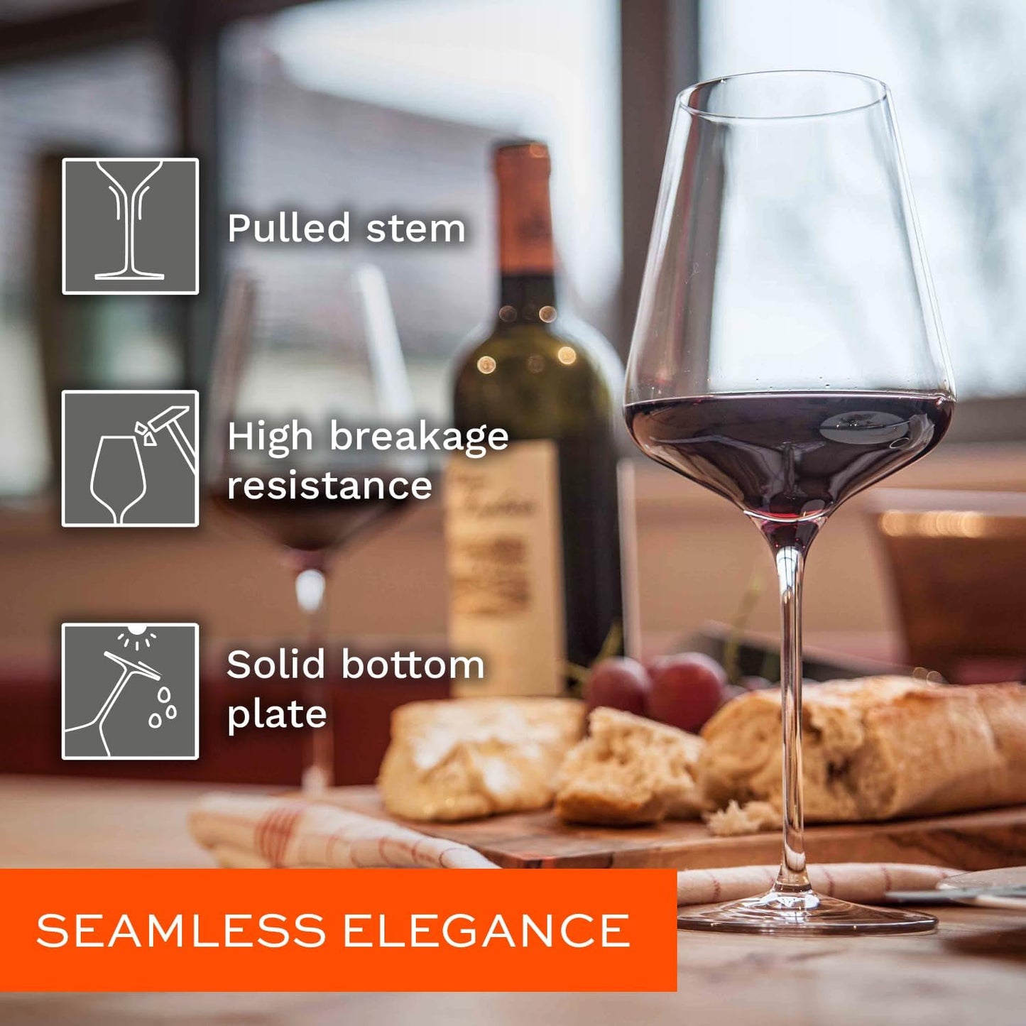 Stölzle Lausitz Bordeaux Red Wine Glasses 4 Set (QUATROPHIL). Dishwasher Safe Crystal Red Wine Glasses Set of 4 (22.75oz) Durable Crystal Wine Glasses Set of 4 - Genuine Stölzle Wine Glass Set