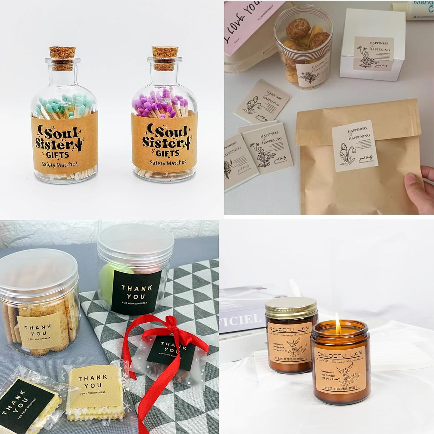 Custom Stickers Personalized Square Kraft Paper Sticker Customizable Floral Wreath Labels, Stickers for Mason Jars, Wedding Favors, Gift Tags, Party Packaging (Style 4)