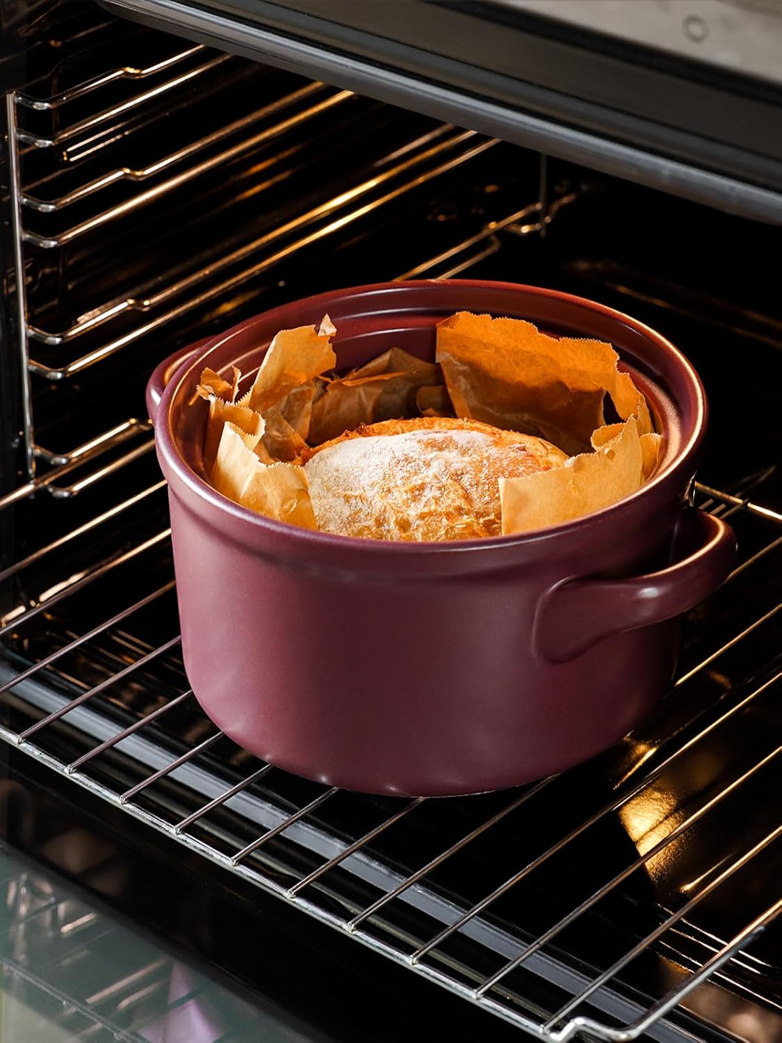 LE TAUCI 3 Quart Ceramic Dutch Oven - Lightweight, Non-Toxic, No Seasoning Needed- Oven, Microwave & Dishwasher Safe, Dutch Oven Pot with Lid for Sourdough, Soup & Stew, Burgundy Red