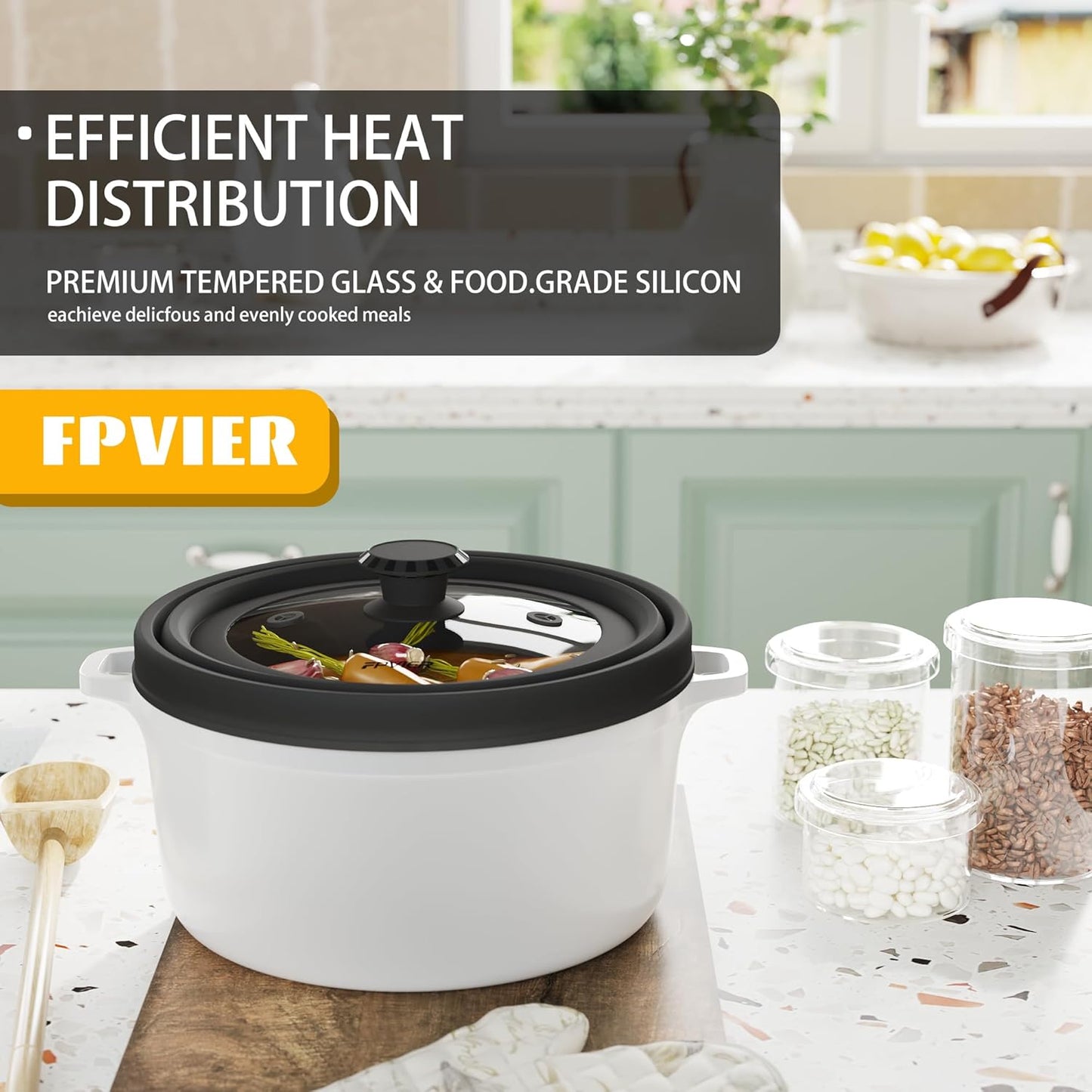 Collapsible Microwave Splatter Cover - Vented Silicone & Glass Lid with Easy-Grip Handle, Fits 6 to 10 Inch Plates & Bowls, 10.8 Inch Diameter, Prevents Splatters & Ensures Even Heating