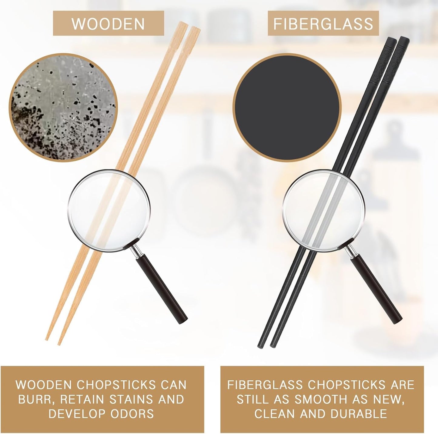 Dandat 200 Pairs Fiberglass Reusable Chopsticks 9.5" Dishwasher Safe Black Cherry Chopsticks for Chinese Style Japanese Food Cooking Supplies