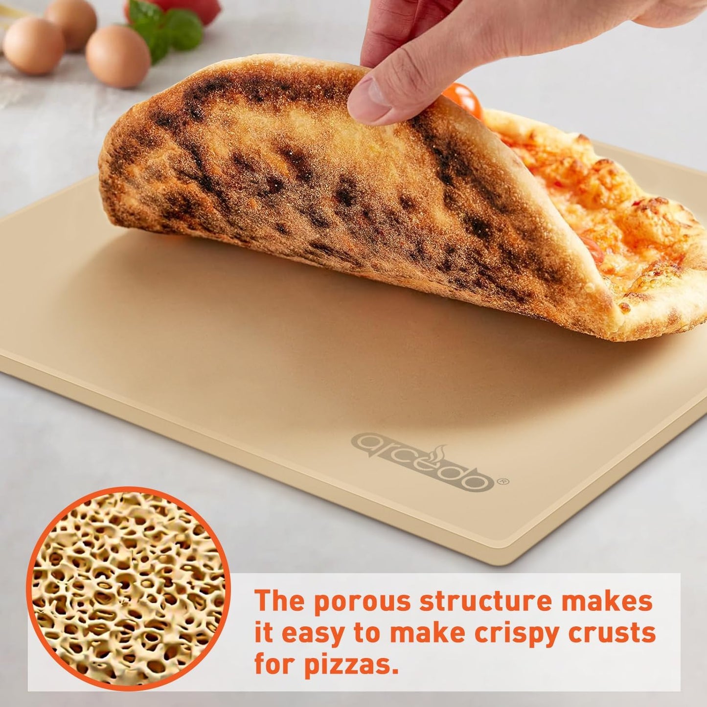 Pizza Stone For Oven and Grill 13 Inch, Baking Stone For Bread Thermal Shock Resistant BBQ Grilling Square Pizza Pan Cordierite Cooking Pan with PE Scraper