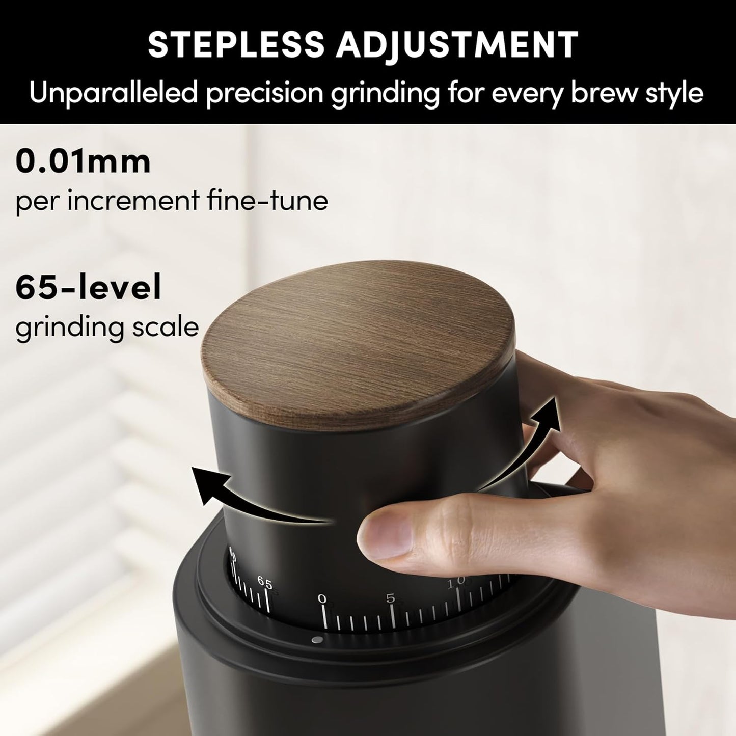 Burr Coffee Grinder,Wirsh Electric Single Dose Coffee Grinder Geimori GU38 with 38mm 6-Core Conical Burr,Stepless Adjustment for Drip,French Press,Cold Grind Settings from Fine to Coarse