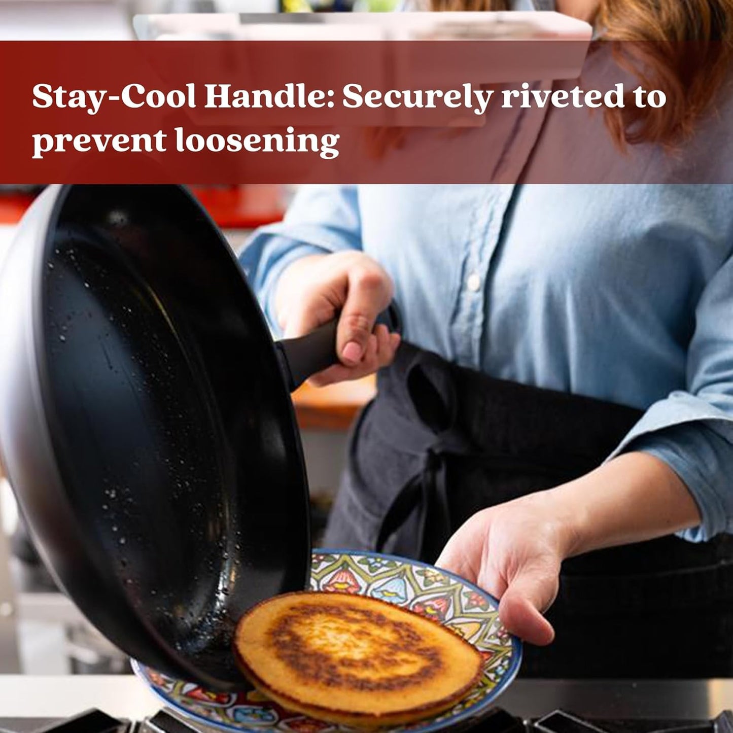 Alva Energy 6-Piece Ceramic Nonstick Frying Pan Set, PFAS/PTFE-Free – 8", 9.5", 11" Fry Pans, 12" Wok + 11" Crepe Pan, Stay-Cool Handles, Induction & Gas Compatible, Lightweight & Dishwasher Safe