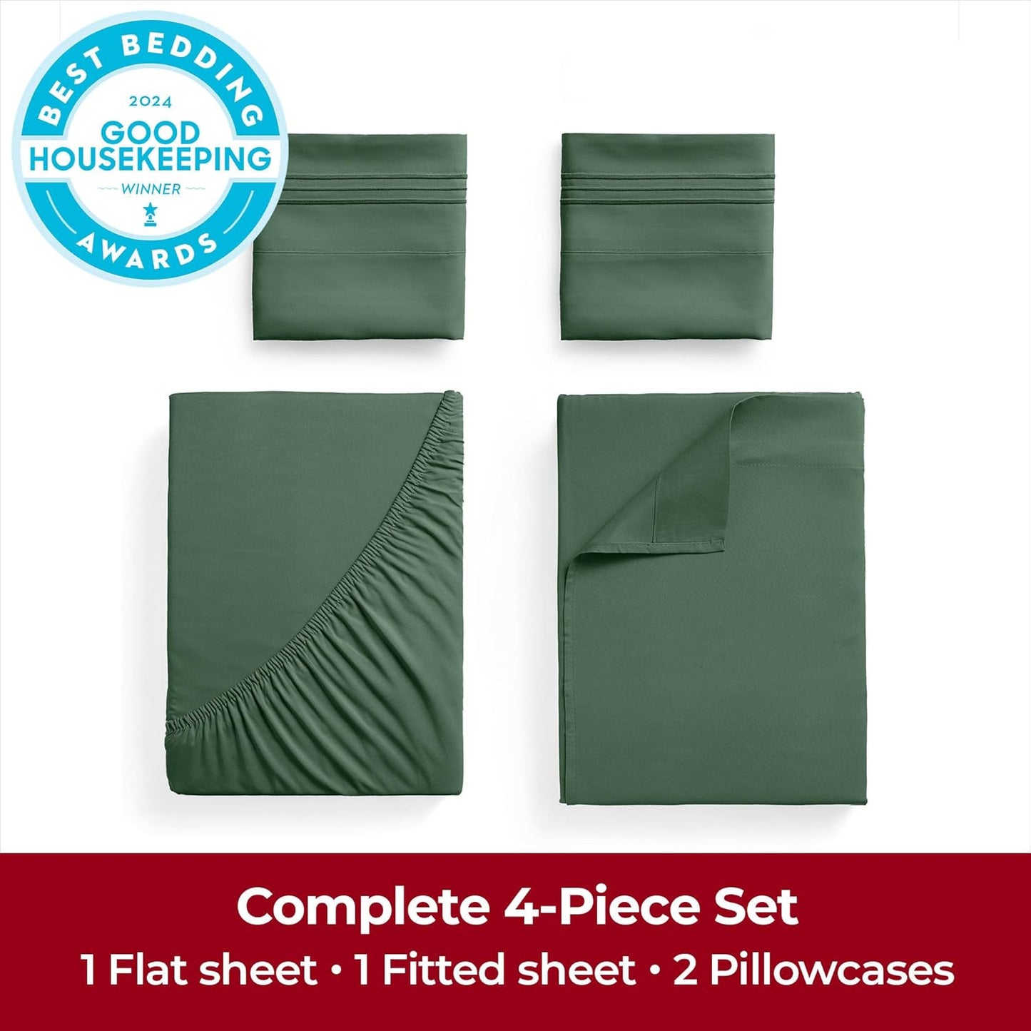 Mellanni Extra Deep King Sheets - 4 PC Iconic Collection Bedding - Hotel Luxury, Ultra Soft, Cooling Bed Sheets - Wrinkle, Fade, Stain Resistant (King, Emerald Green)