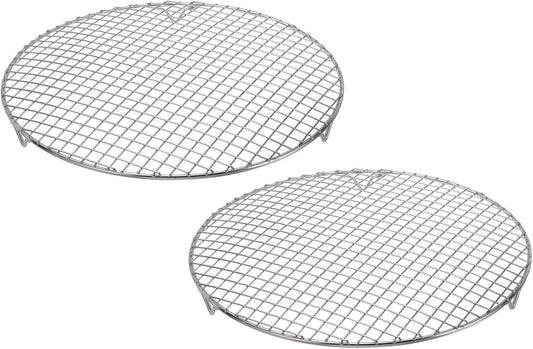 uxcell 2 Pcs Round Cooking Rack with Legs, Dia 13 Inch 304 Stainless Steel Barbecue Grill for Cooking Baking Barbecue Air Fryer Racks, Silver