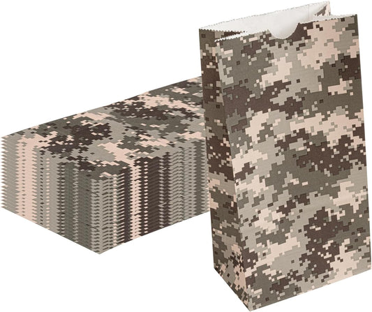 Restaurantware Bag Tek 4 LB Disposable Lunch Bags 100 Sturdy Take Out Bags - Flat Bottom Great For Restaurants Cafes And Bakeries Camouflage Paper Popcorn Bags Versatile For Grocery And More