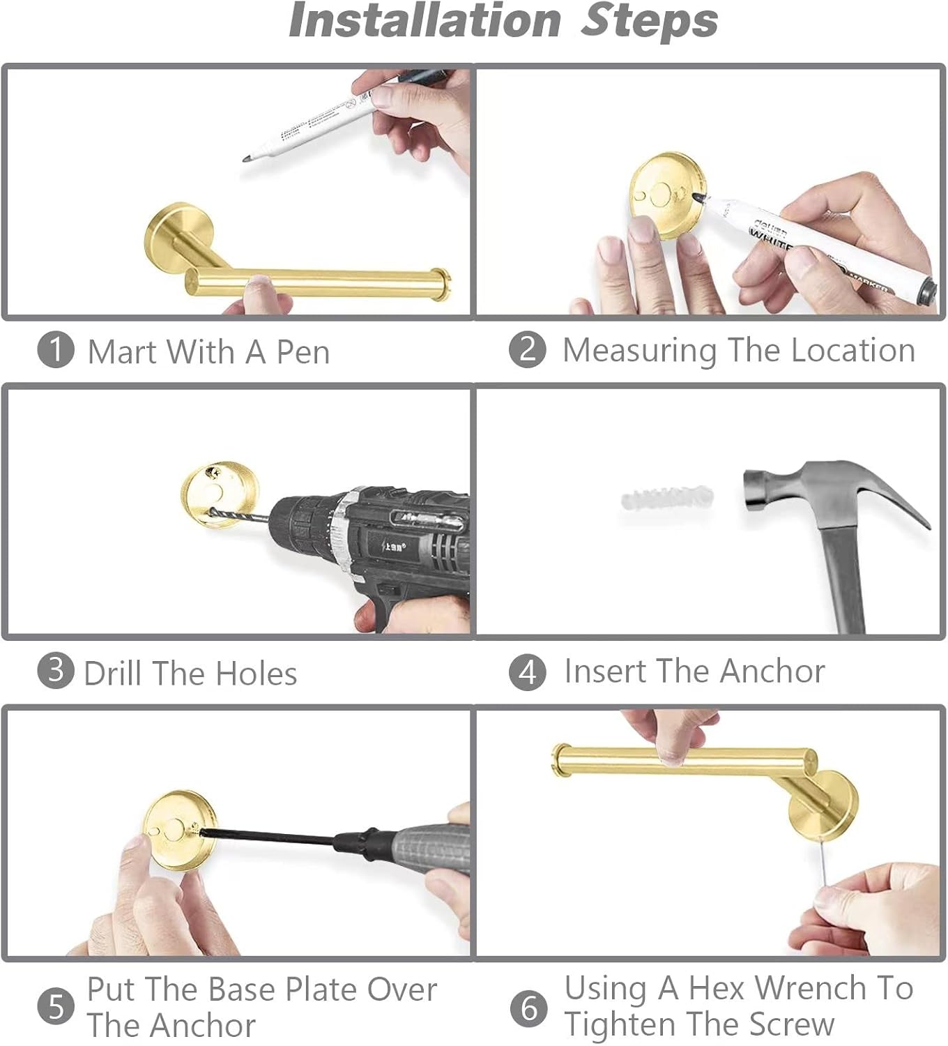 Cilee 2 Pieces Brushed Gold Bathroom Towel Bar, 24 Inch Double Towel Racks,Bathroom Towel Holder Towel Hanger for Bathroom Stainless Steel Wall Mount