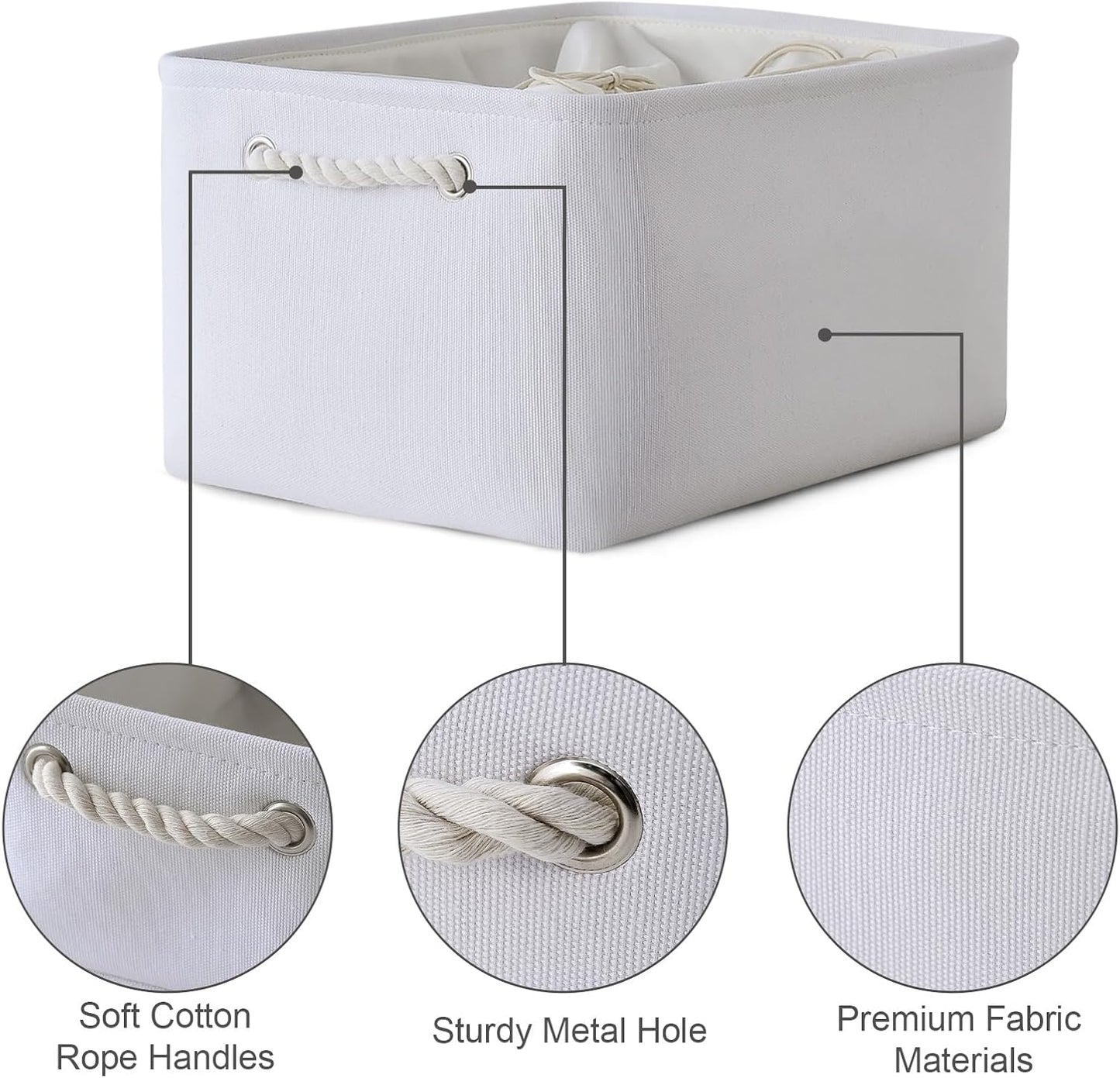 TheWarmHome Storage Basket for Gifts Empty - X Large - 3 Pack 17.7L×13.8W×9.8H in Collapsible Storage Bin for Shelves, Toy Box Storage for Gifts Book Laundry (White)