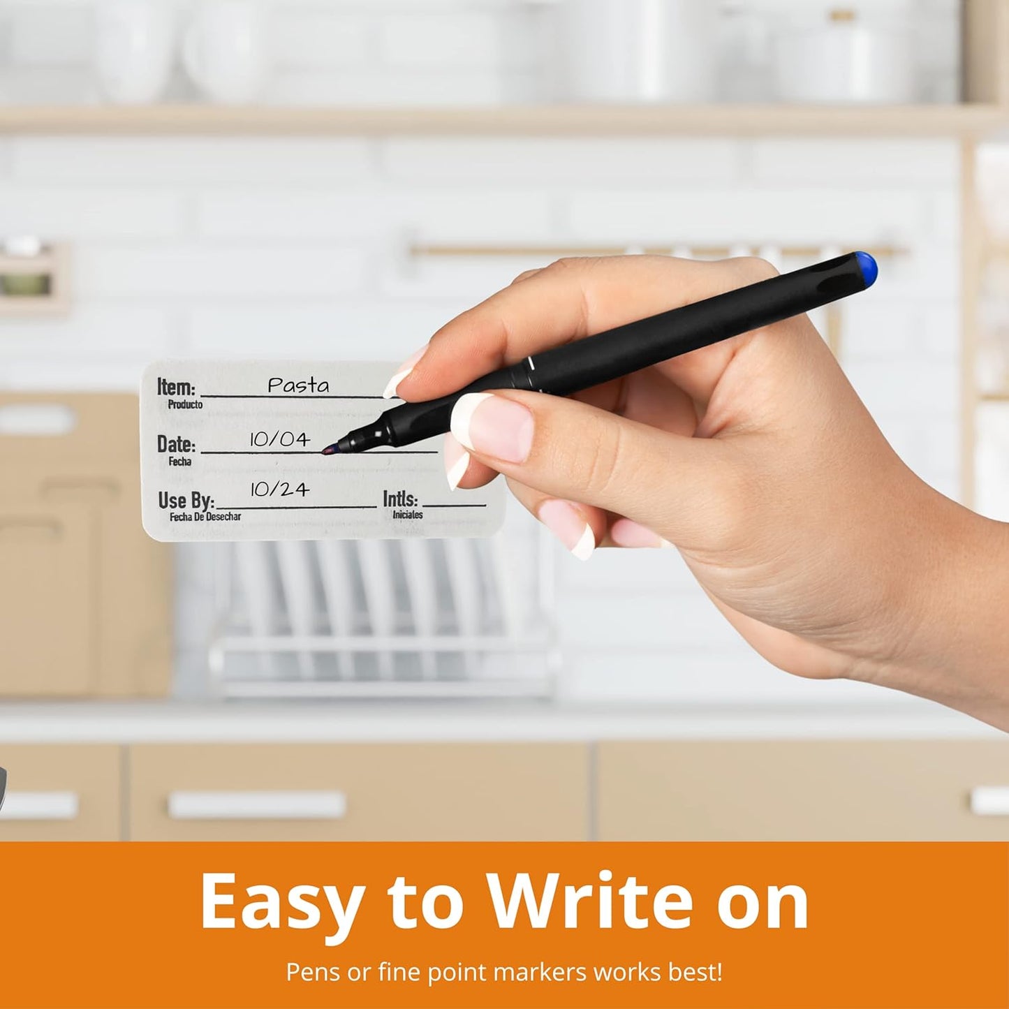 2x1 Dissolvable Food Labels, 250 Label Stickers, Bottle Labels for Storage Bins, Sticker Labels for Food containers, (250, Black)