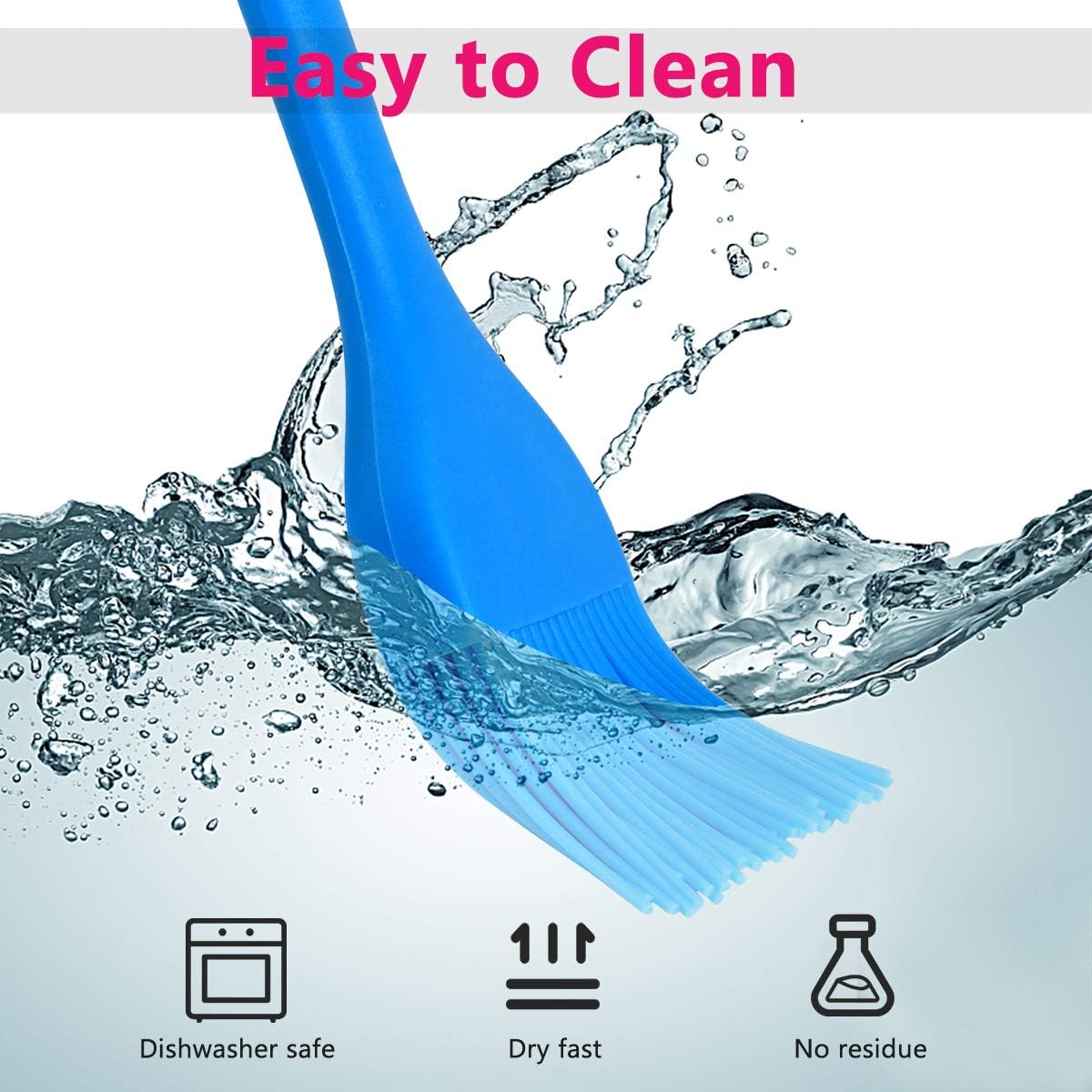 Silicone Basting Brush Set 6 Pack Heat Resistant Pastry Brushes Spread Oil Butter Sauce for BBQ Grill Barbeque Kitchen Baking Cooking Pastries, 2 Large & 4 Small