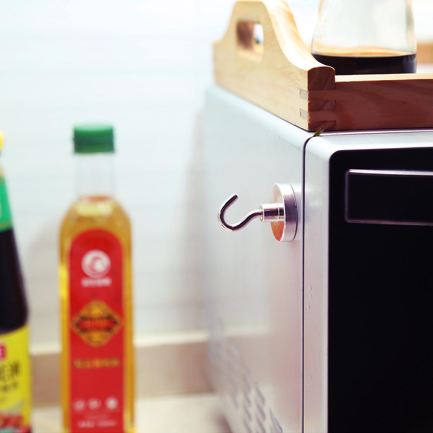 Neosmuk Magnetic Hooks for Cruise Cabins, Heavy Duty 130lb Strong Magnet Hook, Cruise Ship Essentials for Hanging, Metal Wall Refrigerator Hangers (Silver White, 10 Pack)