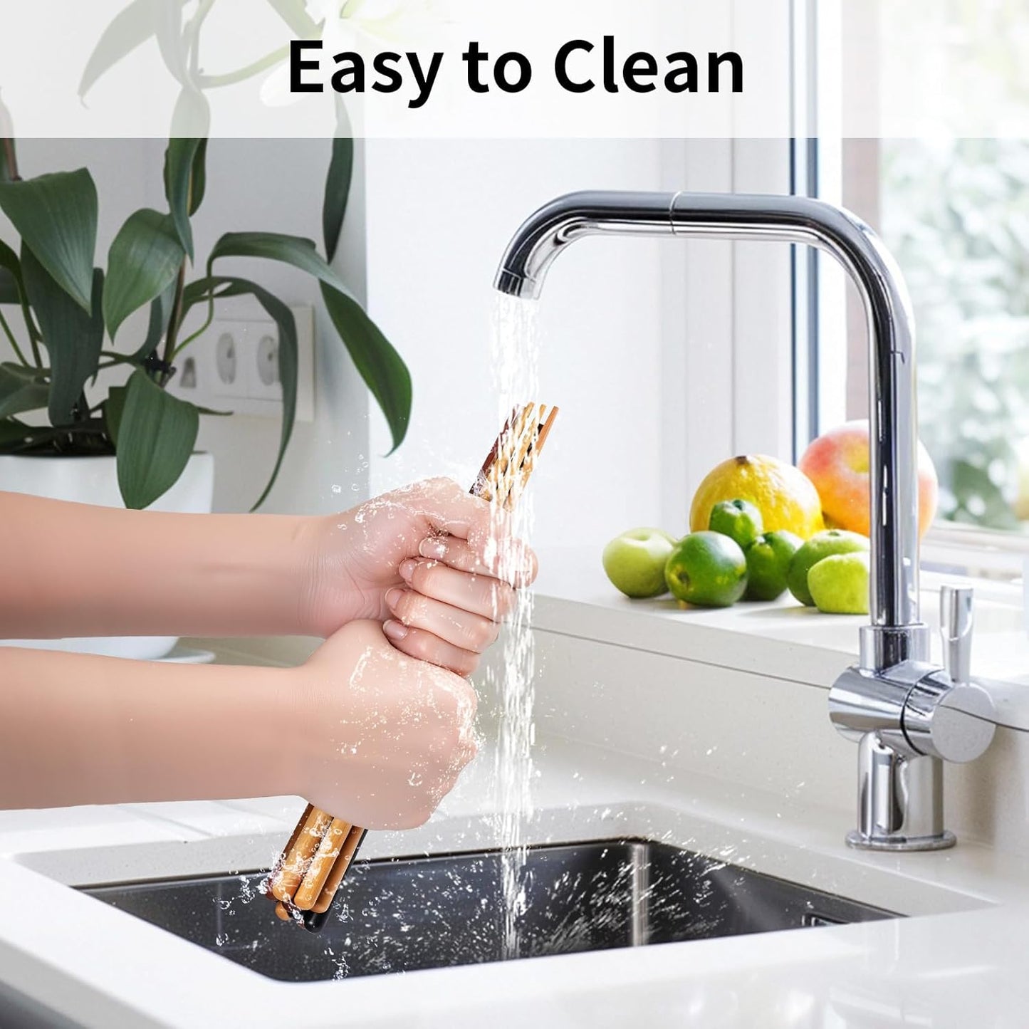 5 Pairs Japanese Minimalist Reusable Chopsticks, 8.8 Inch Non-Slip Natural Wood Set - Ideal for Sushi, Noodles, Rice | Chopsticks Gift Set for Asian Cuisine Lovers