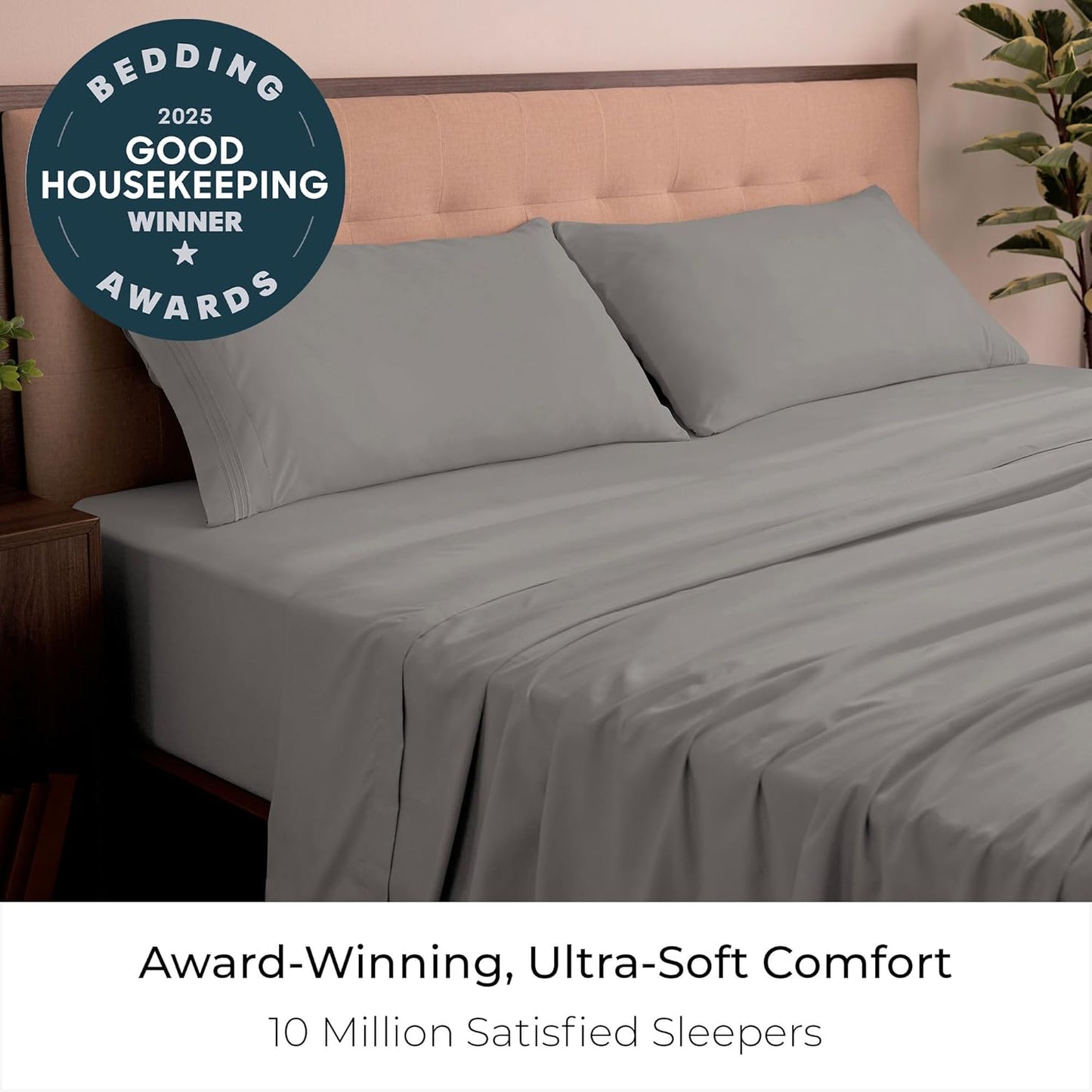 Mellanni King Sheets Set - 4 PC Iconic Collection Bedding - Hotel Luxury, Extra Soft, Cooling Bed Sheets - Wrinkle, Fade, Stain Resistant (King, Taupe)