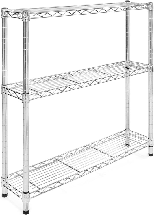 Shelving Inc. 8" d x 36" w Chrome Wire Shelving with 3 Tier Shelves, Weight Capacity 800lbs Per Shelf