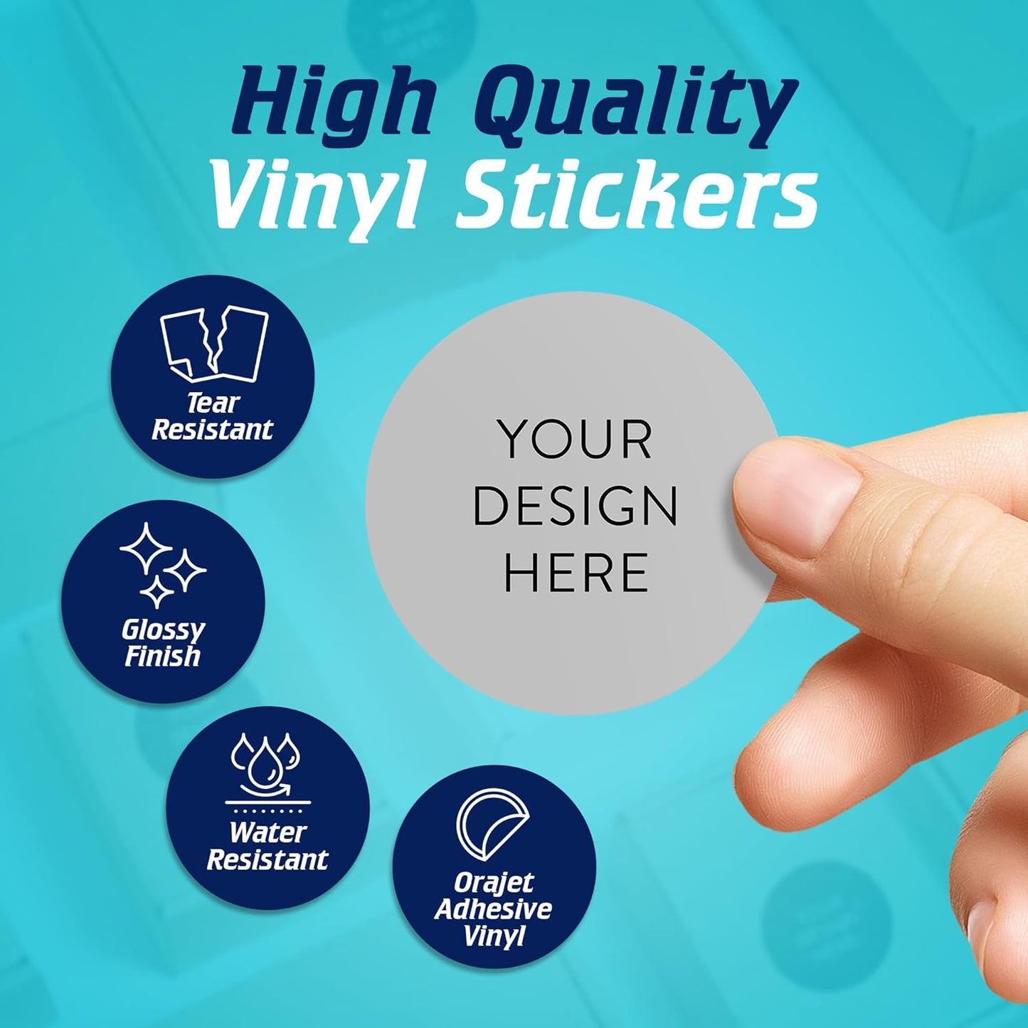 100 Custom Vinyl Stickers - Upload Your own Image, Text, Design, Logo - Personalized Logo Labels for Handmade, Packaging, Bottle, Jars, Candle, Brand Stickers (Gray, 2x2)