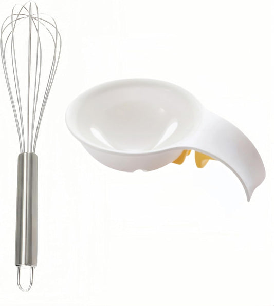 Stainless Steel Whisk Aad Cute Egg Separator, Ceramics Vomiting Chicken Egg Yolk White Separator, Practical Household Small Egg Filter Splitter, Kitchen Gadget Baking Assistant Tool, Dishwasher Safe