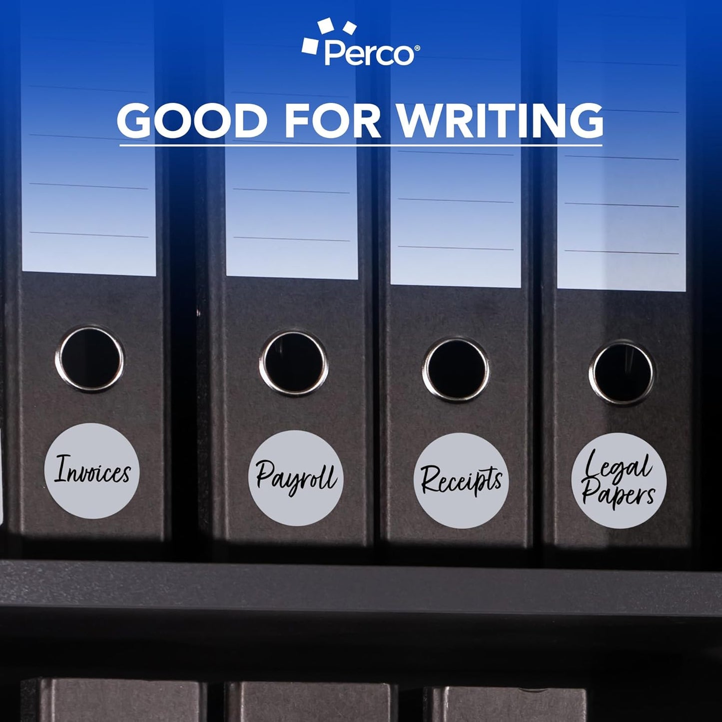 Perco Silver 3-Inch Round Circle Dot Sticker Labels with Permanent Adhesive for Wedding Invitations - 500 Labels per Roll - Vibrant Colors, Strong Adhesion - Made in USA