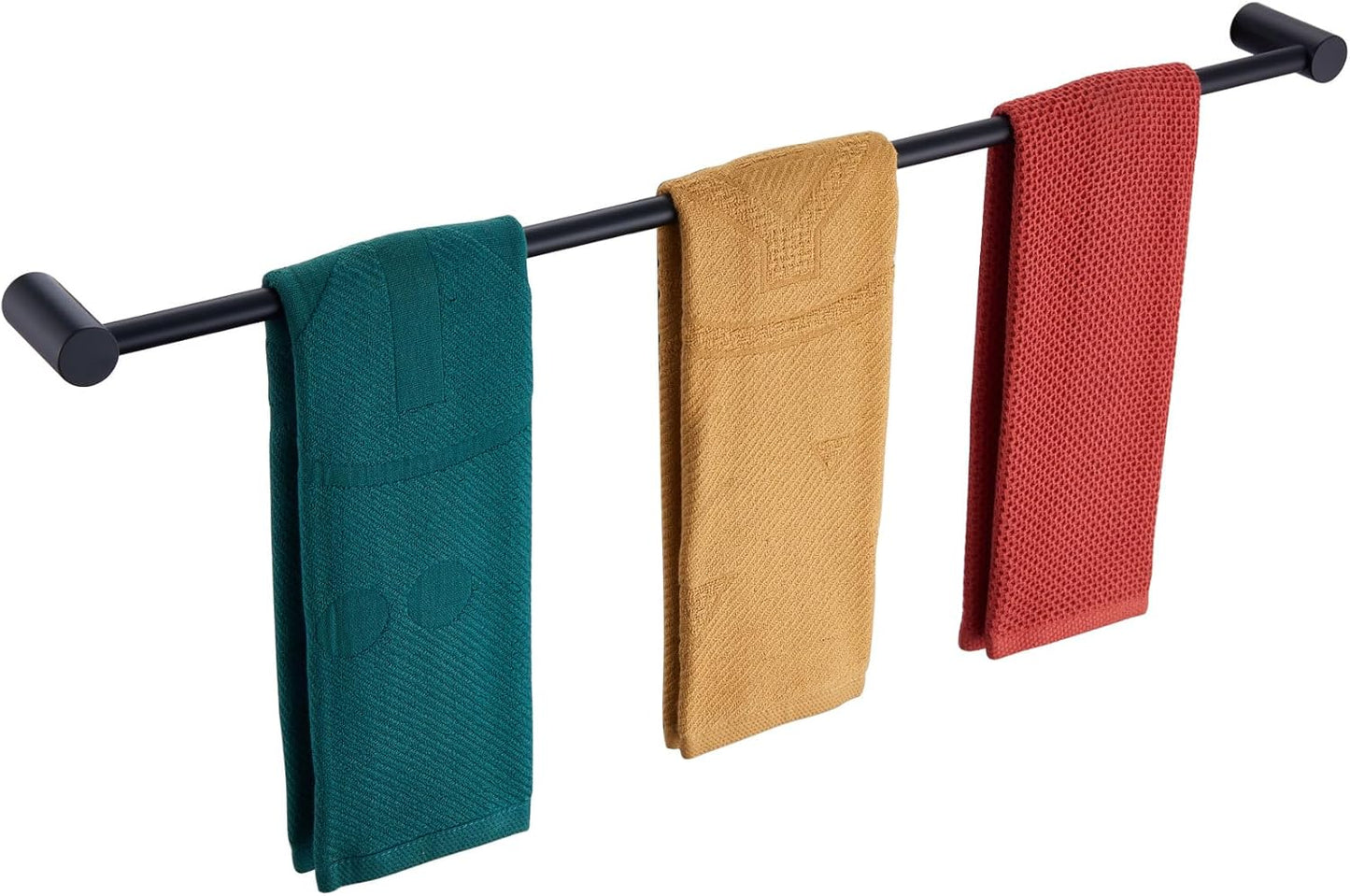 KOKOSIRI Towel Holder Black for Bathroom and Lavatory 36-Inch Towel Bar Single Bath Rack Wall Mounted Stainless Steel Bathroom Hardware, B4007BK-L36