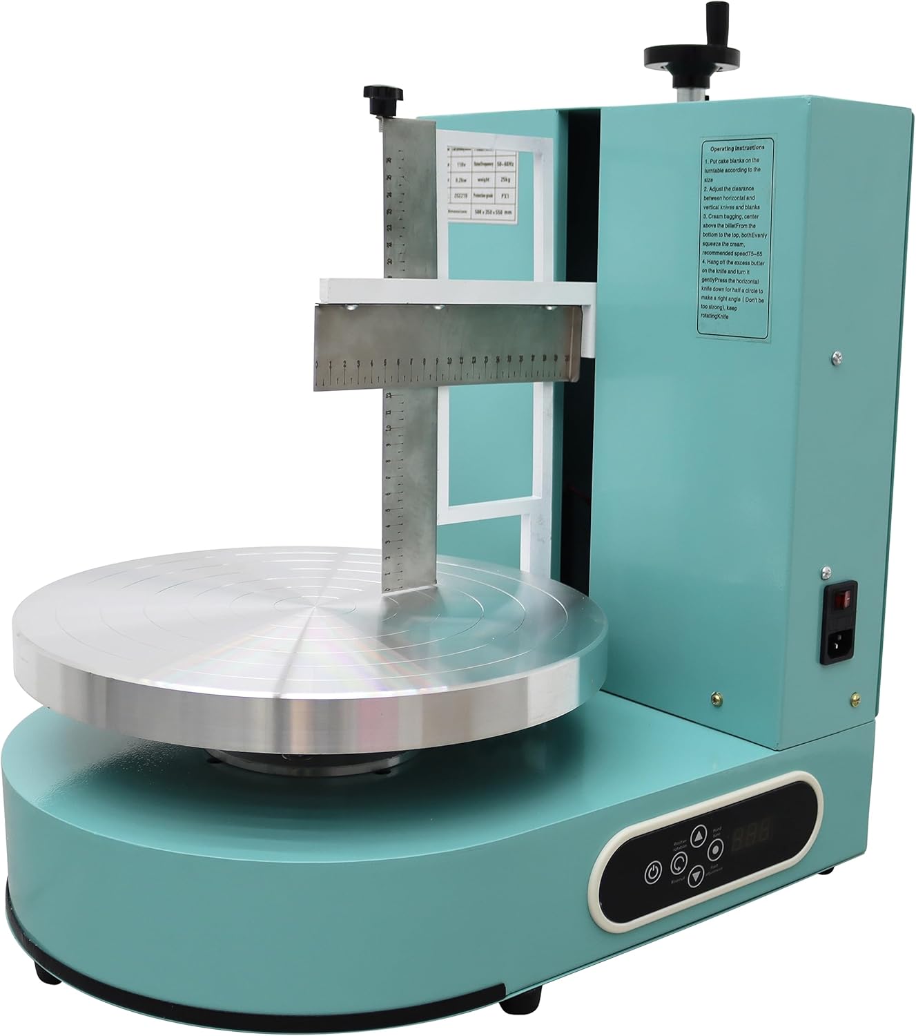 TECHTONGDA Cake Decorating Coating Machine Cream Spreading Automatic Frosting Turntable with Graduated Scraper 60-320RPM Rotating Speed for 6-14inch Cakes Green