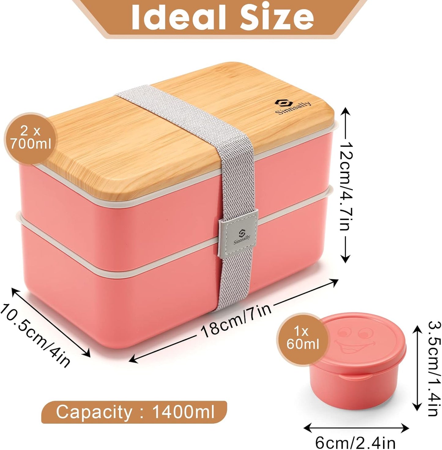 Sinnsally Bento Box for Kids and Adults, Stackable Japanese Bento Lunch Box Containers for Teens/Women with Compartments(47oz),Modern Lunch Containers with Utensil Set,Leak-Proof Lunchbox,Rectangle