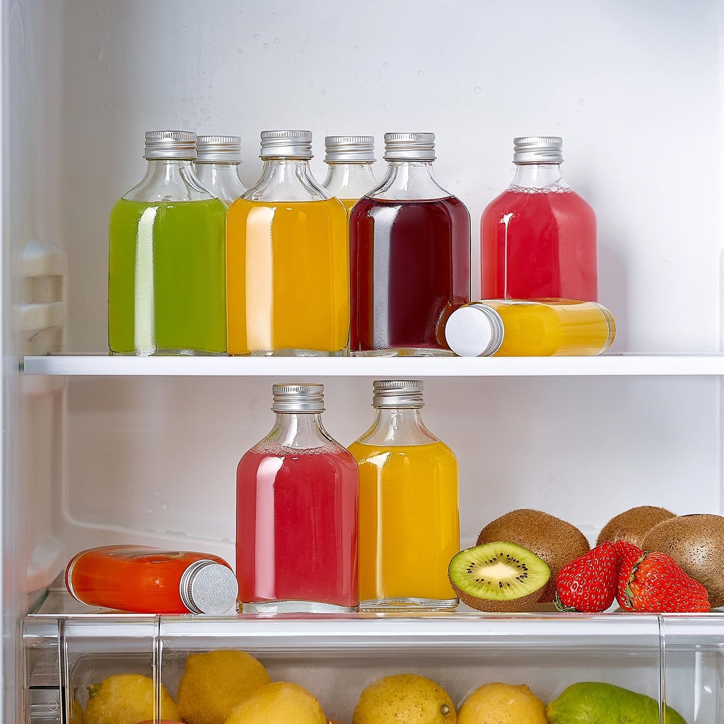 Danmu Flask 6 oz,Mini Liquor Bottles,Glass Flask for Liquor,Small Bottles for Liquids,Small Glass Bottles for Homemade Juice,Sauces,Extracts,Oil,Cider,Syrups16 Pack