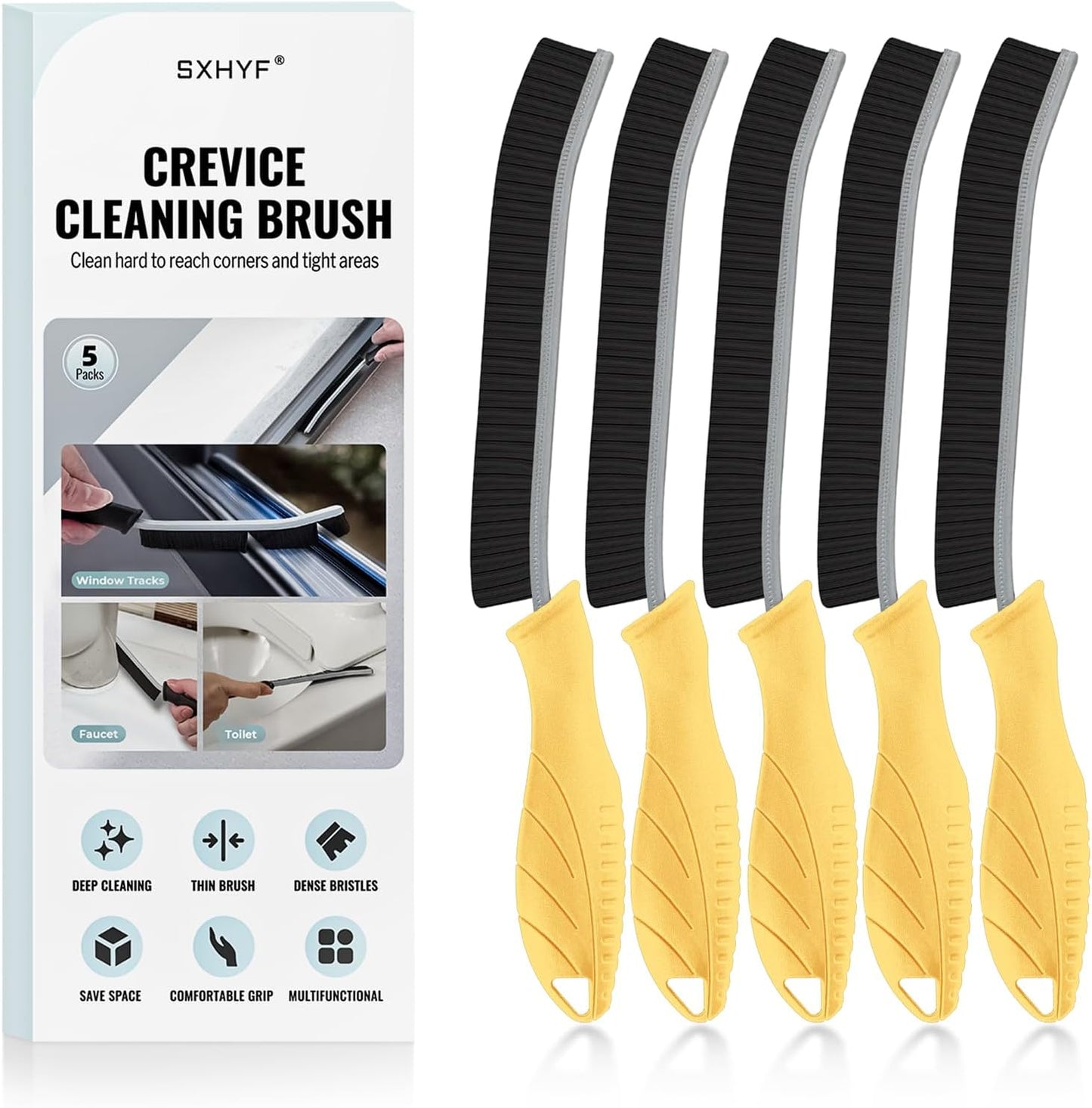 SXhyf Crevice Cleaning Brush - Grout Scrub Brush, House Cleaning Supplies, Gap Cleaning Tools, Home Essentials, Gifts for Women Men, Hard Bristle Crevice Cleaner Brush for Household Use, Bathroom