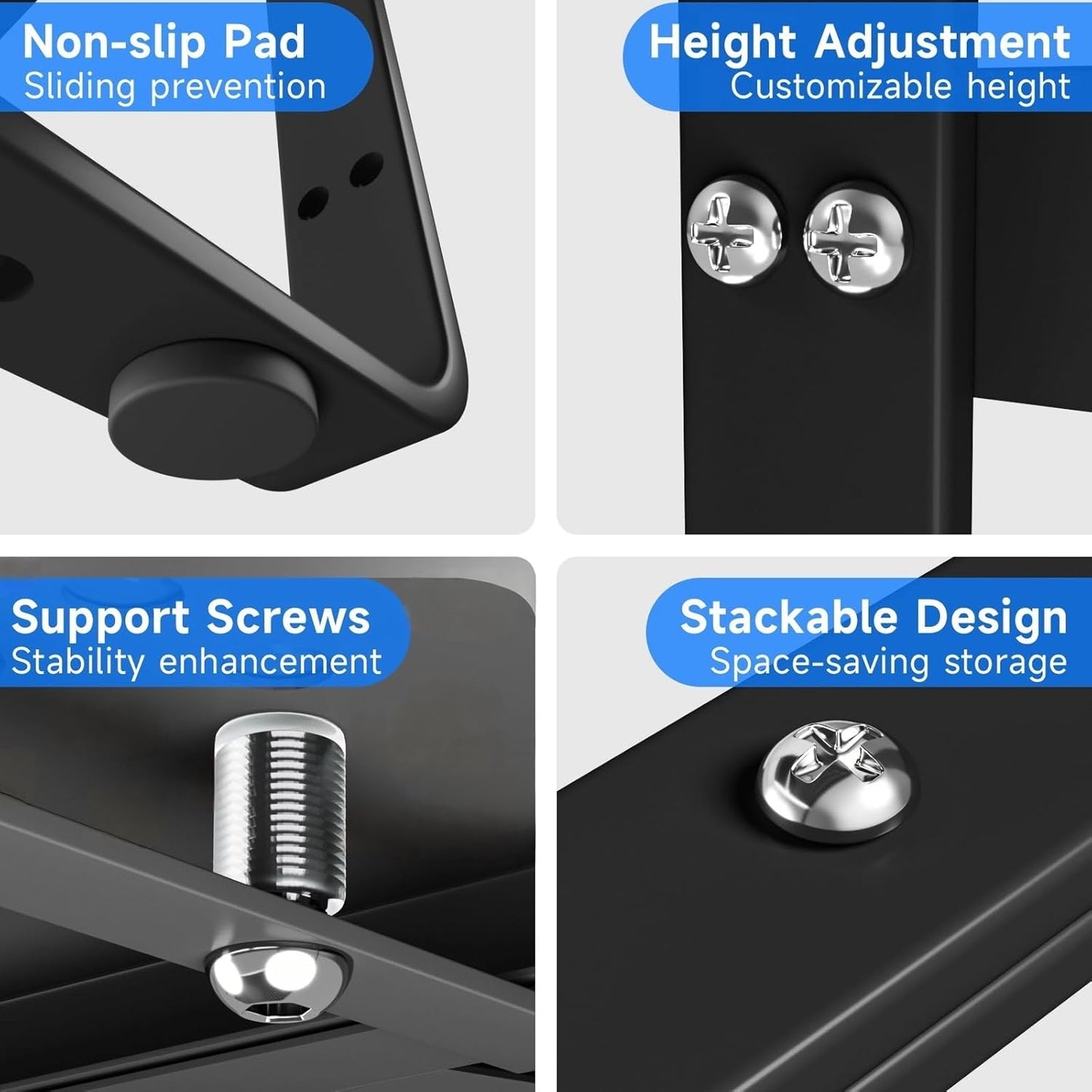 Expandable Cabinet Shelf Organizer, Stackable Kitchen Pantry Counter Storage, Adjustable Closet Cupboard Stand Rack Risers Spice Organization 80LBS Heavy Duty Black Small 1 Pack