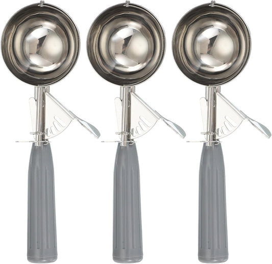uxcell 3 Pcs Cookie Scoops, Ice Cream Scoop with Trigger for Baking Cookie Dough Rice Pudding Kitchen Gadget, Gray