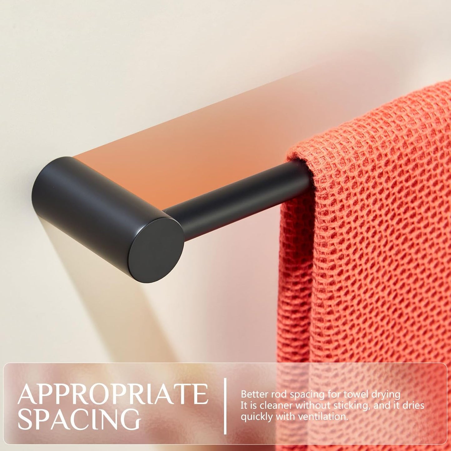 KOKOSIRI Towel Holder Black for Bathroom and Lavatory 36-Inch Towel Bar Single Bath Rack Wall Mounted Stainless Steel Bathroom Hardware, B4007BK-L36