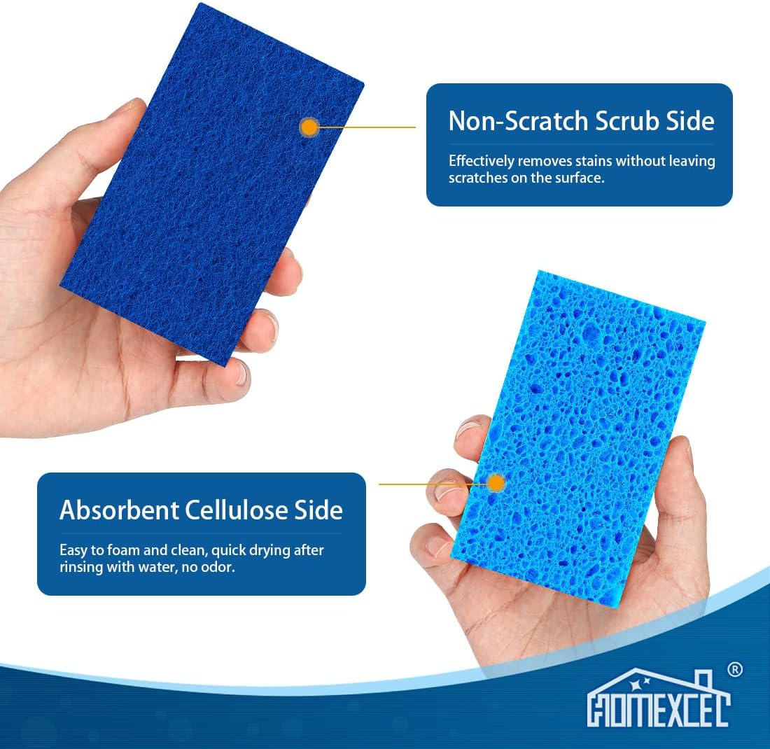 HOMEXCEL Sponges Kitchen 12pcs, Non-Scratch Sponges for Dishes, Scrub Cleaning Sponge Safe on Non-Stick Cookware, Dual Sided Dish Sponge for Kitchen, Household, Bathroom and More