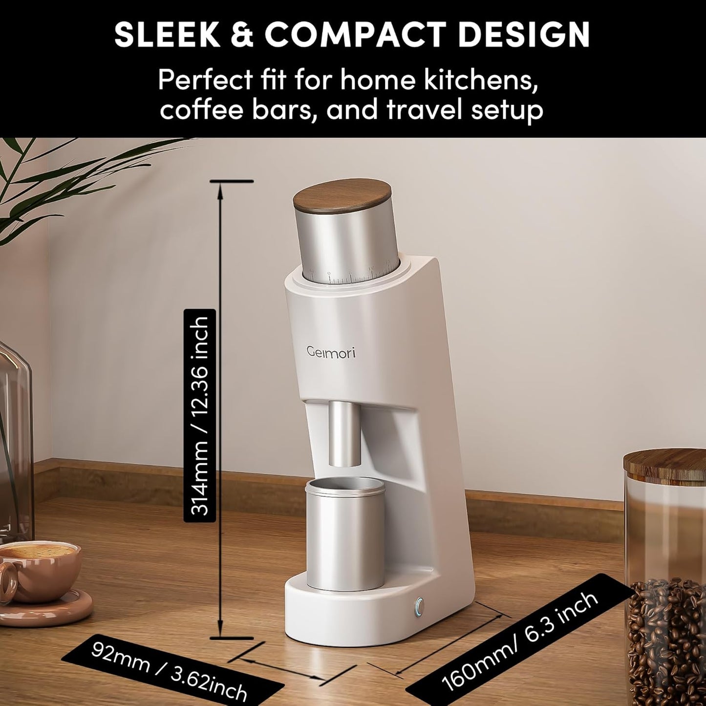 Burr Coffee Grinder,Wirsh Electric Single Dose Coffee Grinder Geimori GU38 with 38mm 6-Core Conical Burr,Stepless Adjustment for Drip,French Press,Cold Grind Settings from Fine to Coarse