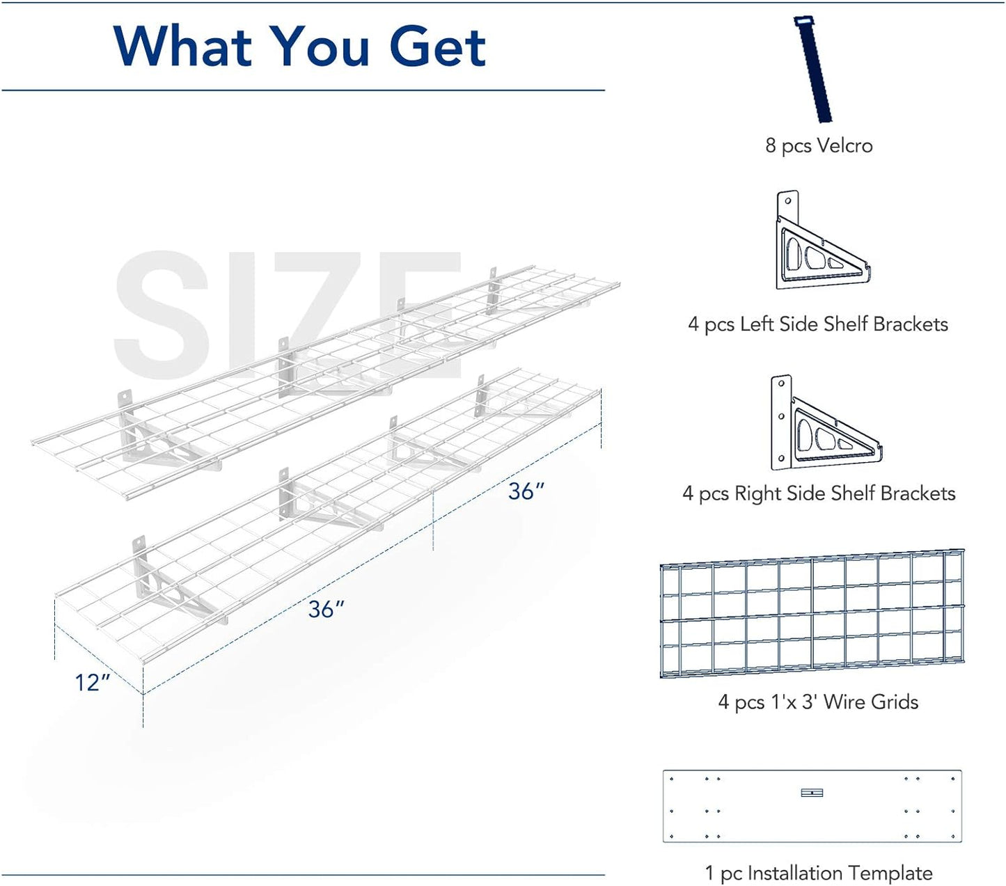 FLEXIMOUNTS 12-inch-by-72-inch Wall Shelf Garage Storage Rack Wall Mounted Floating Shelves,1x6ft ,white, 2-Pack
