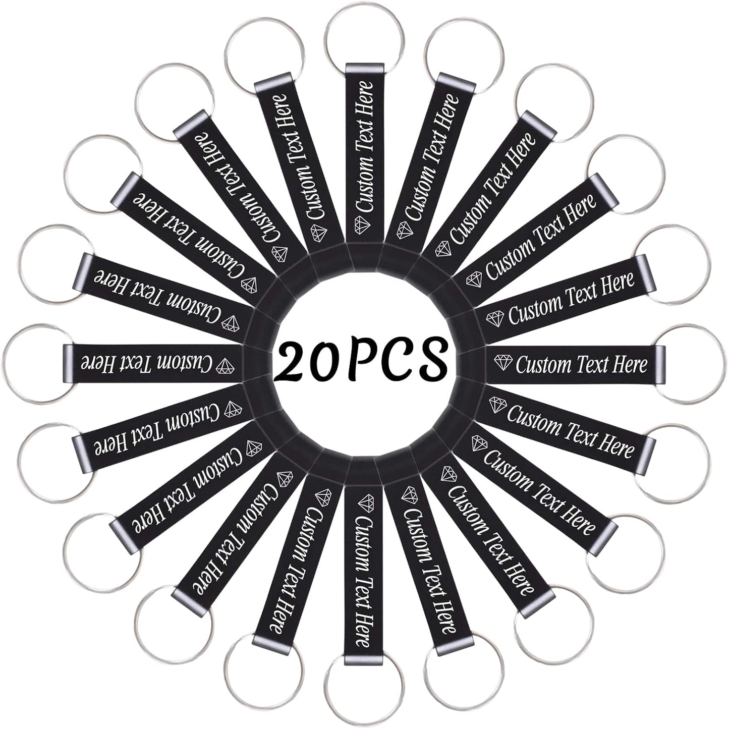 20PCS Personalized Bottle Opener Keychain Bulk Custom Beer Bottle Opener with Logo Text Engraved Wedding Bottle Opener Favors Customized Gifts for Guests Baby Shower Birthday Party-Black
