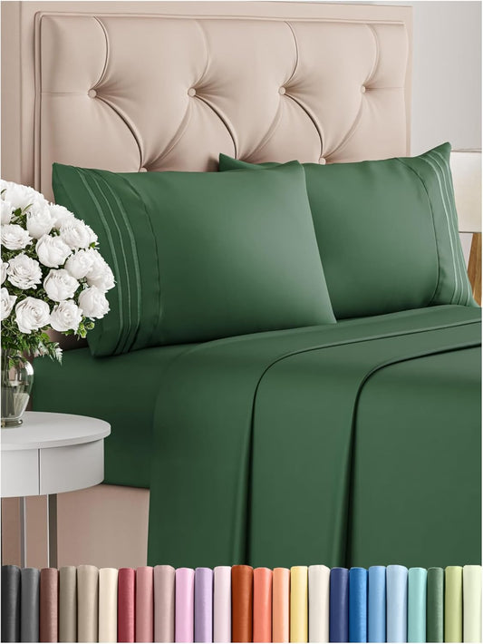 King Size 4 Piece Sheet Set - Comfy Breathable & Cooling Bed Sheets Set - Hotel Luxury Bedding for Women, Men, Kids & Teens - Deep Pockets, Easy-Fit, Soft and Wrinkle Free - Oeko-Tex - Emerald Green