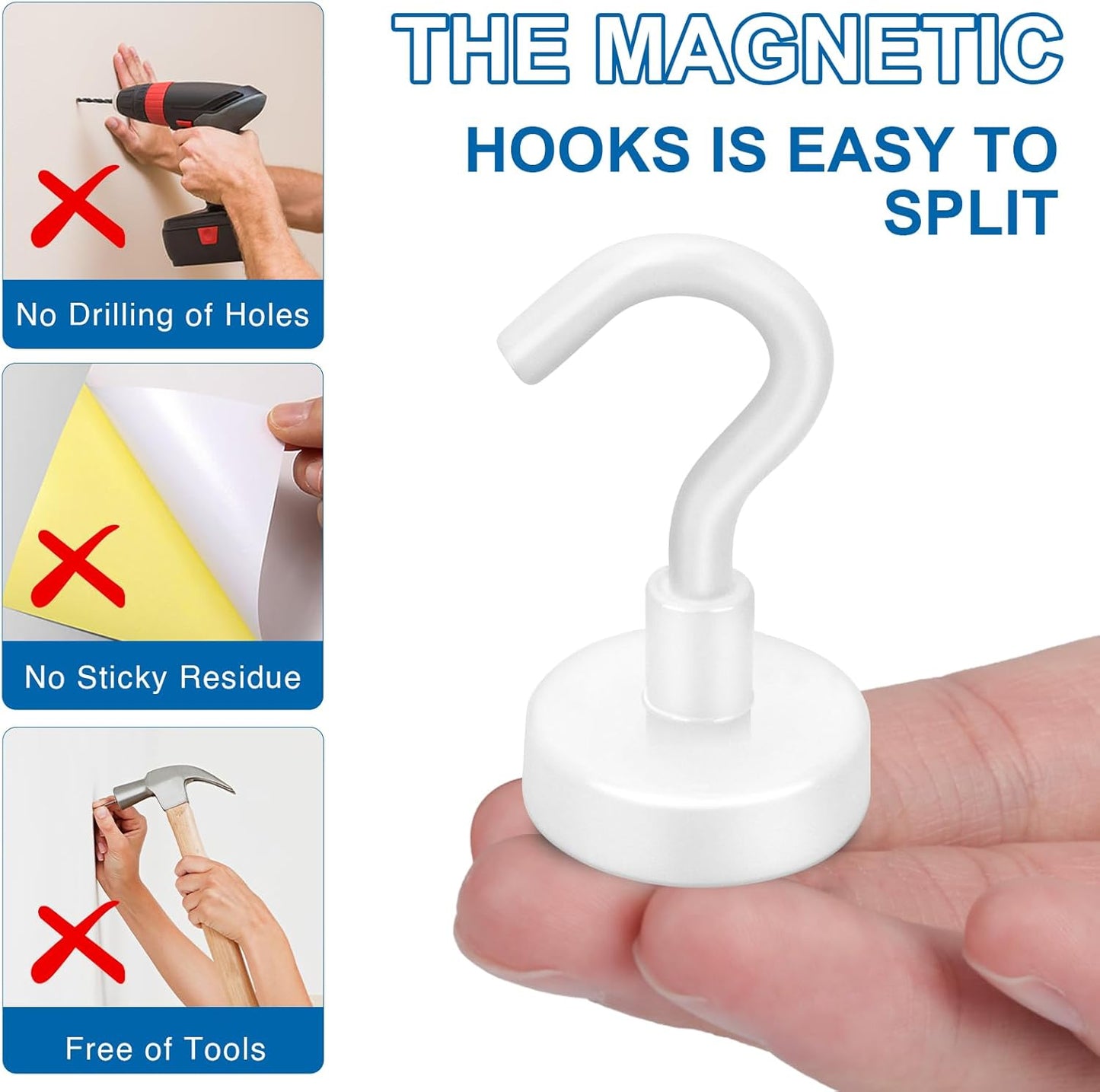 LOVIMAG Cruise Ship Essentials, 80Lb Magnetic Hooks for Cruise Cabins, Strong Magnetic Hooks for Hanging, Refrigerator, Celling, Grill, Fridge, Kitchen-12Pack