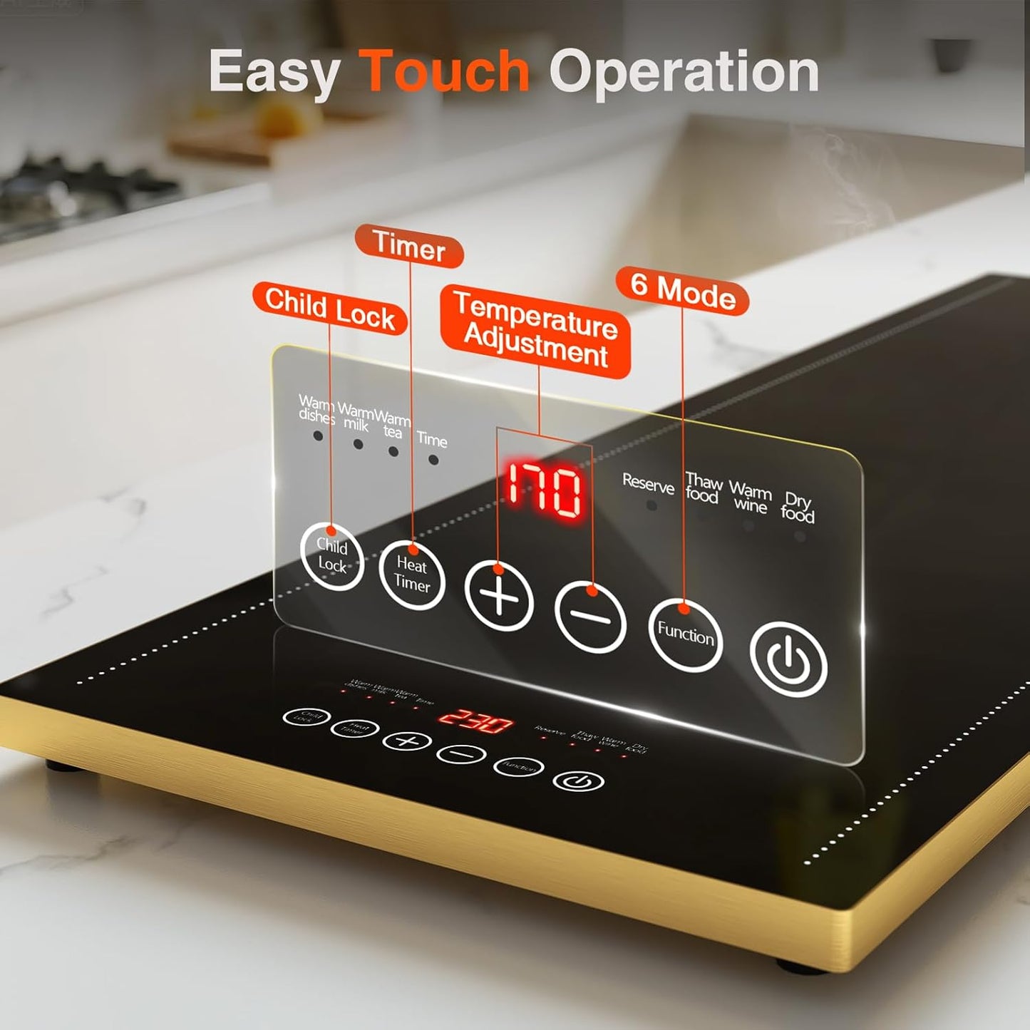 Electric Warming Tray for Buffet, Heats to 100°C in 8s, 11 Temp Settings 40–140°C, Touch Control, 24H Timer, Thermostat and Full Surface Heating, Food Warmer for Parties & Home (Extra Long 40"x12")