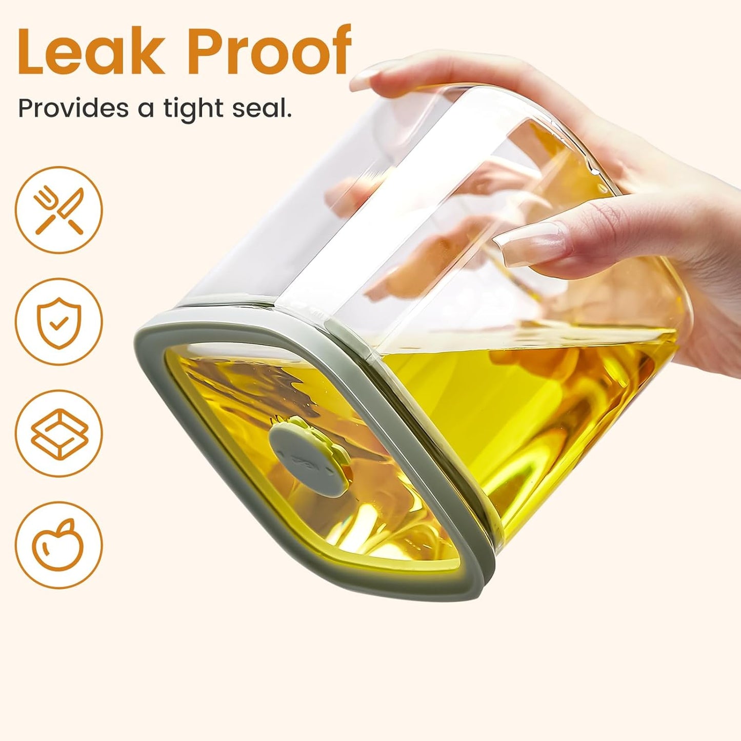 Square Glass Food Storage Jars with Lids[Set of 5], Perfect for Pasta, Cookies, Nuts, Coffee, Cereal, Flour,Organize Your Kitchen with these BPA-Free Glass Jars with Silicone Lids