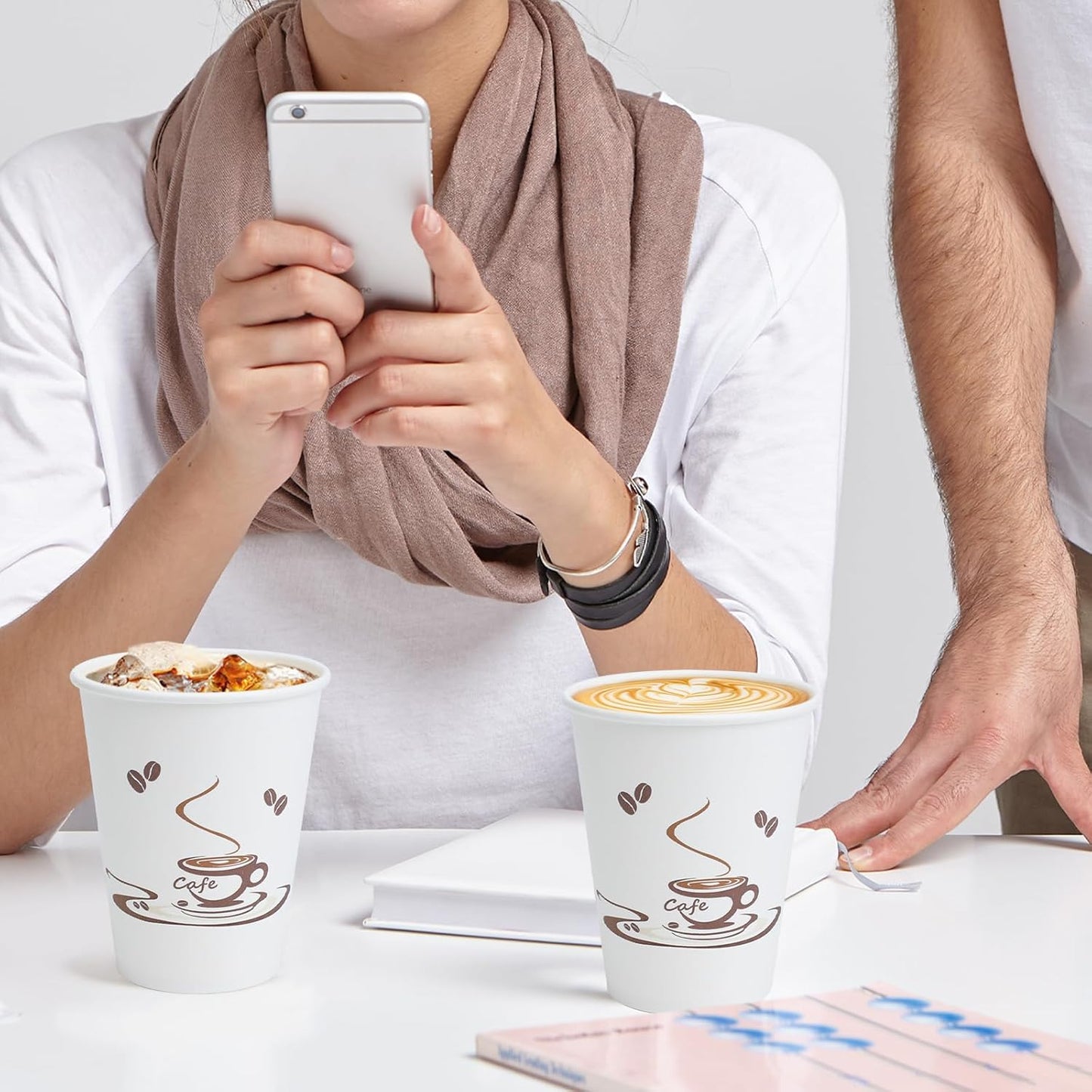 Lamosi 500 Pack 12 OZ Coffee Cups, Disposable Paper Cups for Hot/Cold Beverage, Leak-Free Paper Coffee Cups no Lids for Cafe, Restaurant, Office and Home