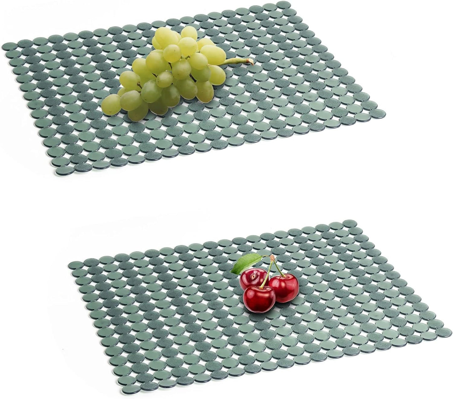 Qulable 2Pack Kitchen Sink Mat for Stainless Steel/Ceramic Sinks, PVC Eco-friendly Protectors for Bottom of Kitchen Sink, Adjustable, Fast Draining, Dots Design, 11.8x15.7 (Green)