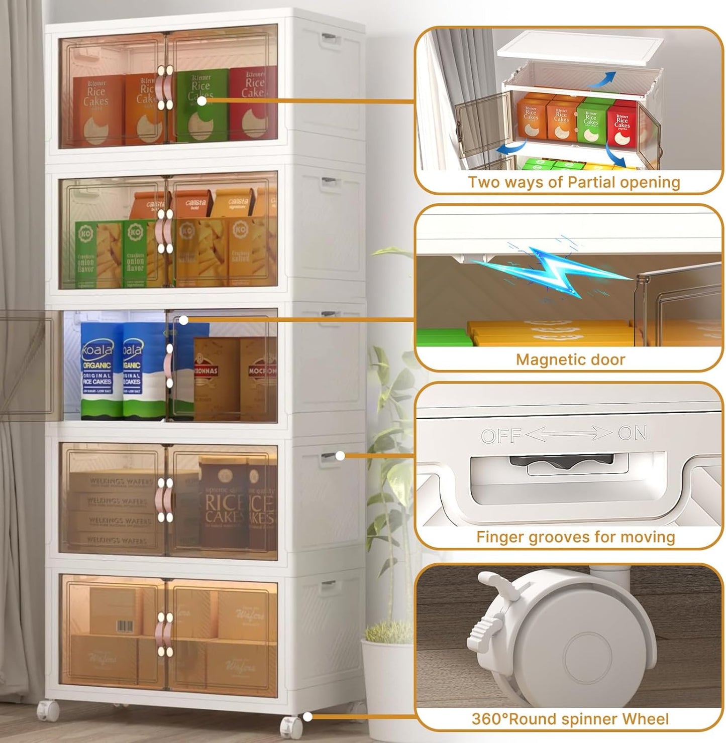 Extra Large Stackable Storage Bins with Lids and Wheels, Foldable Collapsible Closet Organizers,960QT-120QT/30GAL*8Pack Plastic Stackable Storage drawers for bedroom Dorm