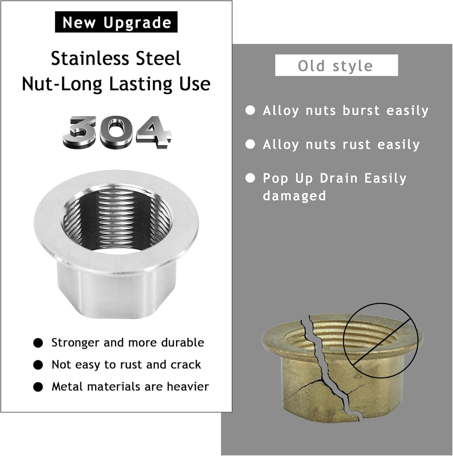 Bathroom Sink Drain,2 Pack Drain Stopper Without Overflow,Small Cap Pop Up Drain Assembly with Detachable Strainer Basket,Built-in Anti-Clogging, Stainless Steel Nut Brushed Nickel