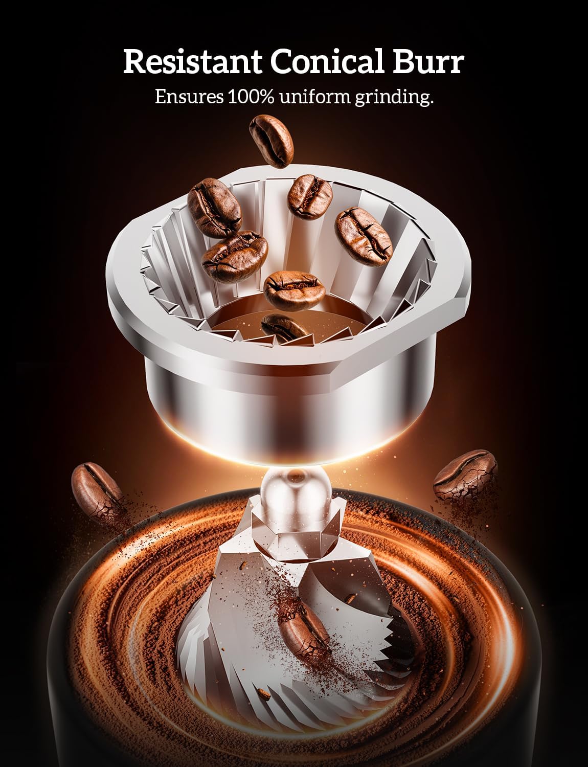 Neretva Burr Coffee Grinder, 2 in 1 Professional Espresso Grinder Stainless Steel Suit 51~58mm Portafilter Coffee Bean Grinder 30 Precise Setting & Anti-Static for Espresso/French Press/Drip/Cold Brew