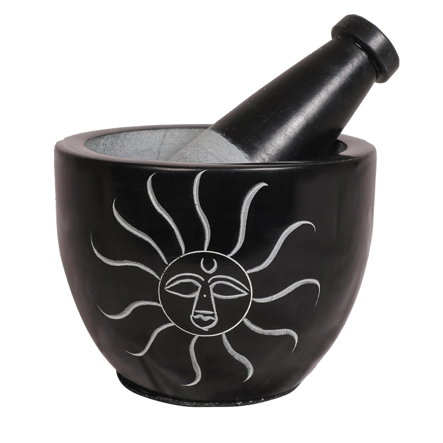 Mortar and Pestle, Made of Heavy Duty Polished Hard Stone, Natural Stone Grinder for Spices, Pastes, Herbs, Seasoning etc. (Sunlight)