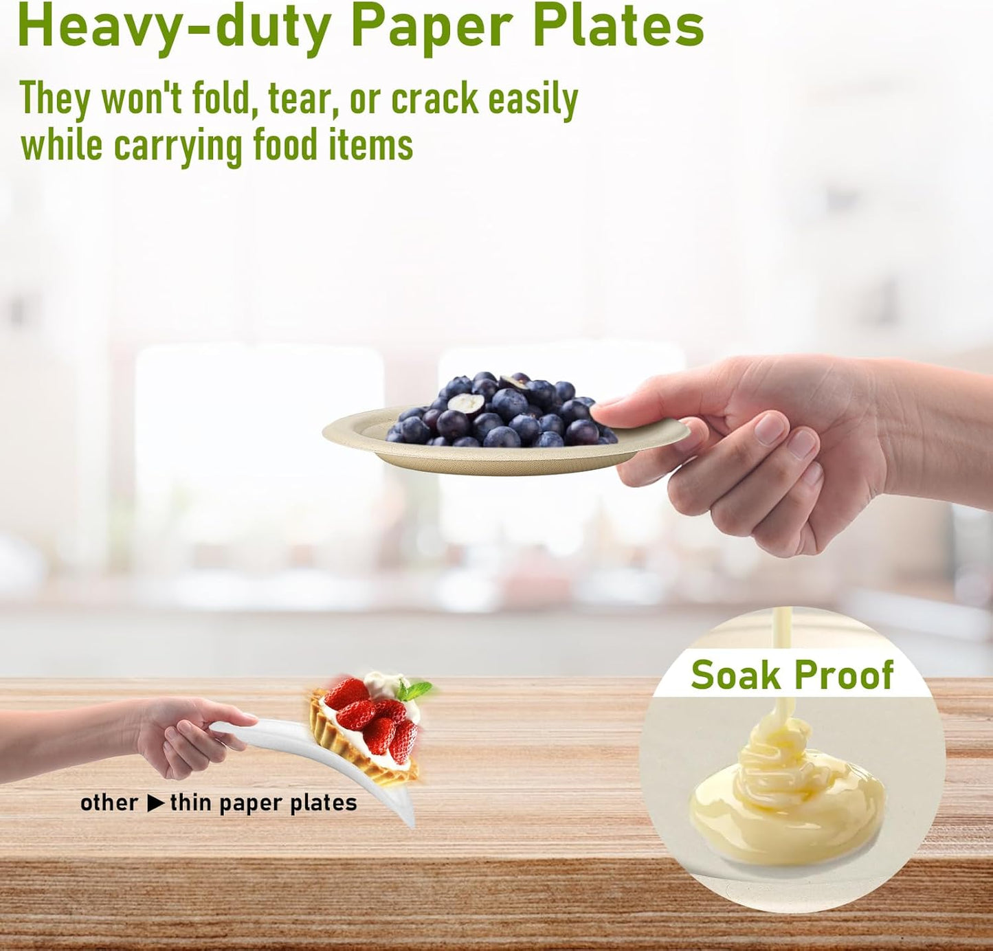 Compostable Paper Plates Bulk, 300 Pack Small 6 inch Eco Friendly Disposable Dessert Plates