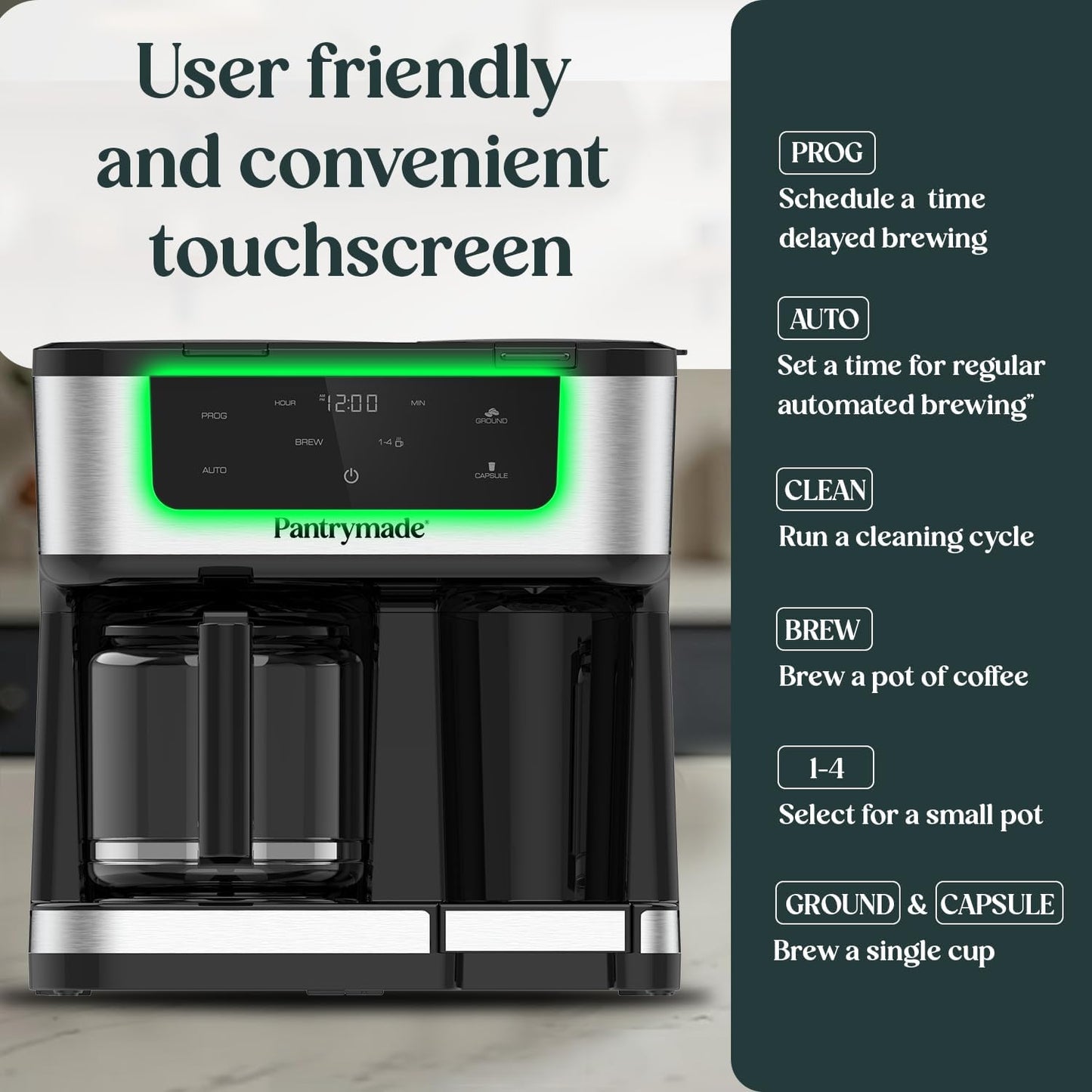 Deluxe 12-Cup Coffee Maker & Single Serve Brewer – Programmable, K-Cup Compatible, Adjustable Brew Size, Glass Carafe, Auto Shut-Off - Ideal for Home or Office