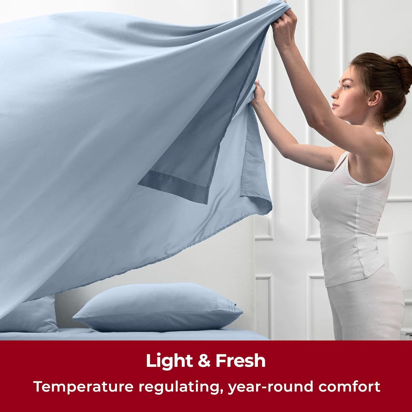 Mellanni Twin XL Sheets Set - 3 PC Iconic Collection Bedding - Hotel Luxury, Extra Soft, Cooling Bed Sheets - Wrinkle, Fade, Stain Resistant (Twin Extra Long, Blue Hydrangea)